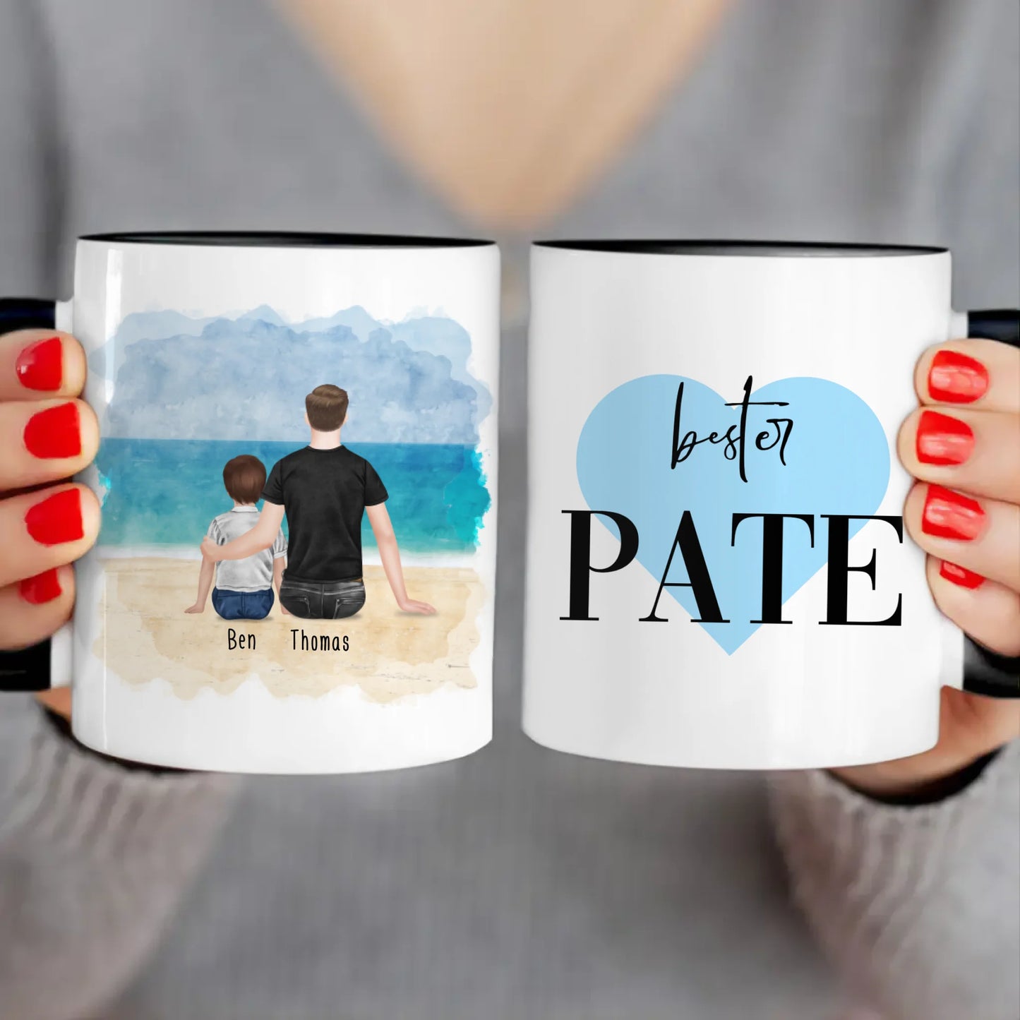 Personalisierte Tasse - Bester Pate (1 Kind + 1 Mann)