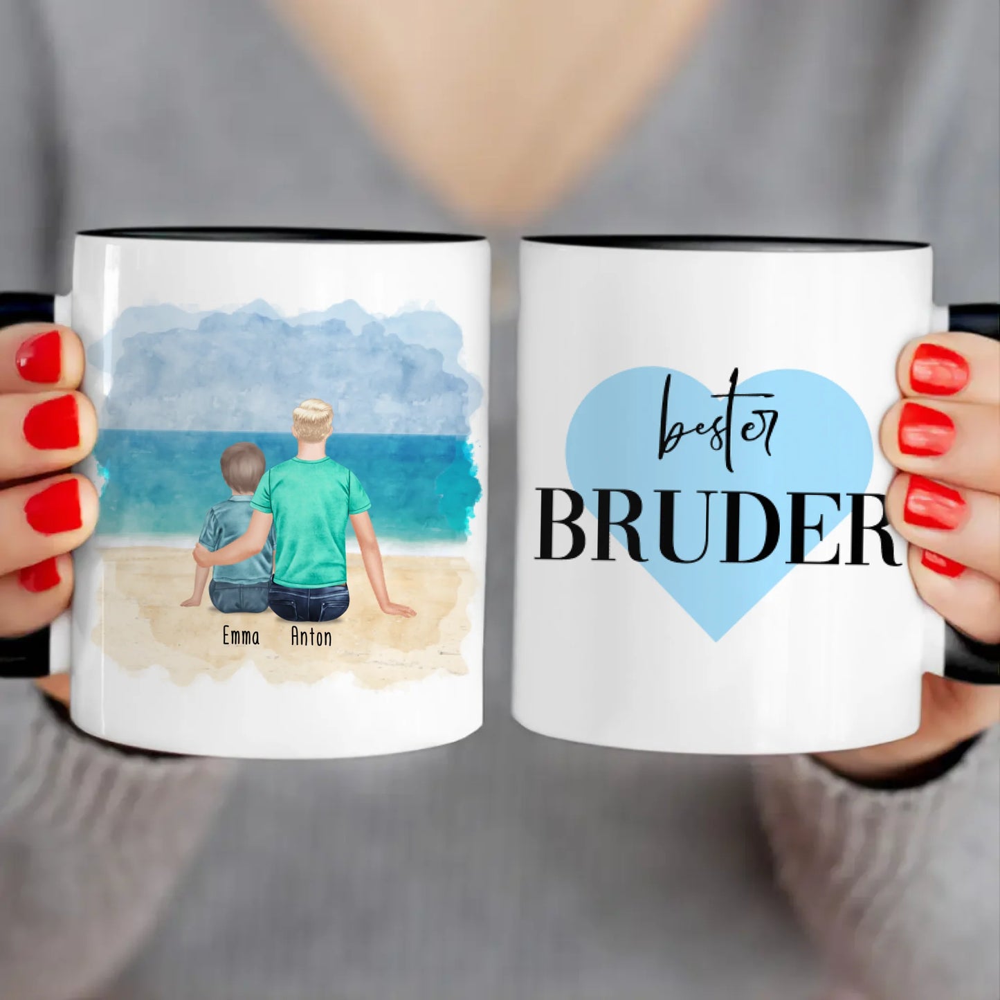 Personalisierte Tasse - 1 Teenager (m) + 1 Kind (m/w)