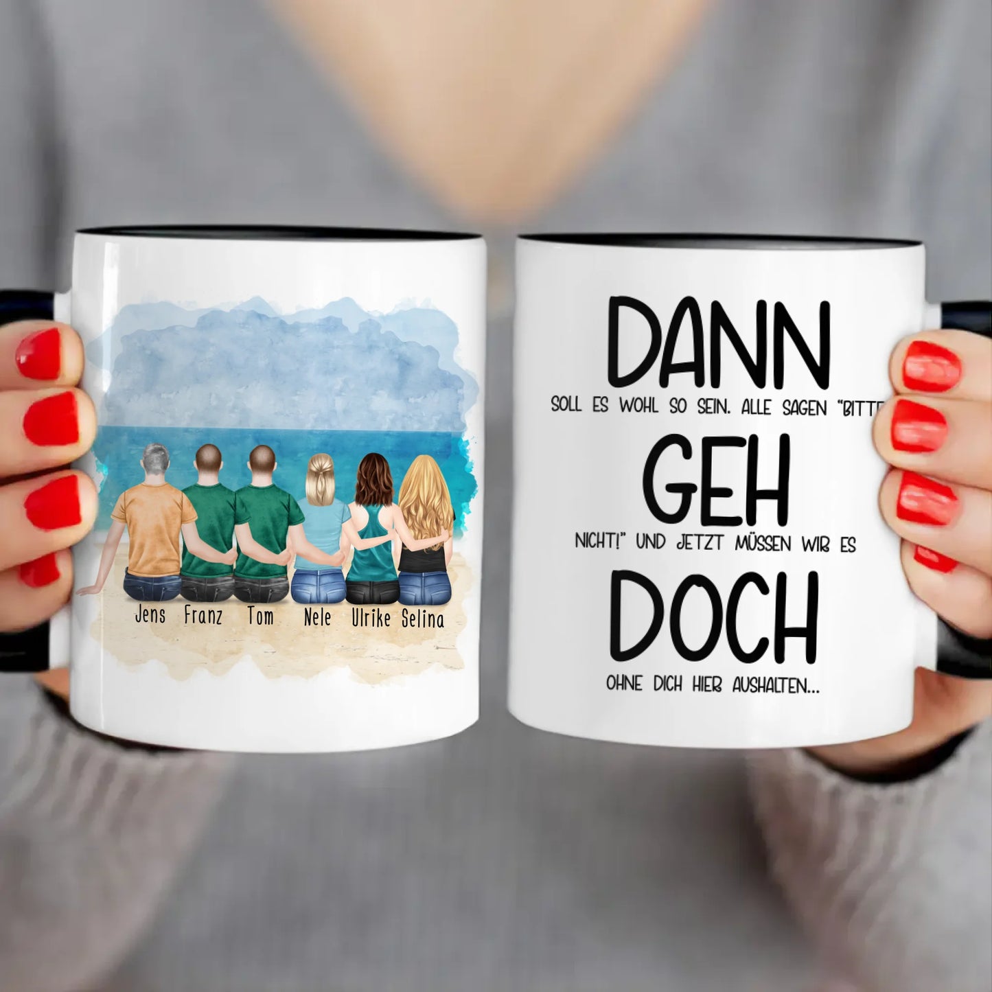 Personalisierte Tasse Kollegen (3 Frauen + 3 Männer) - Abschiedsgeschenk