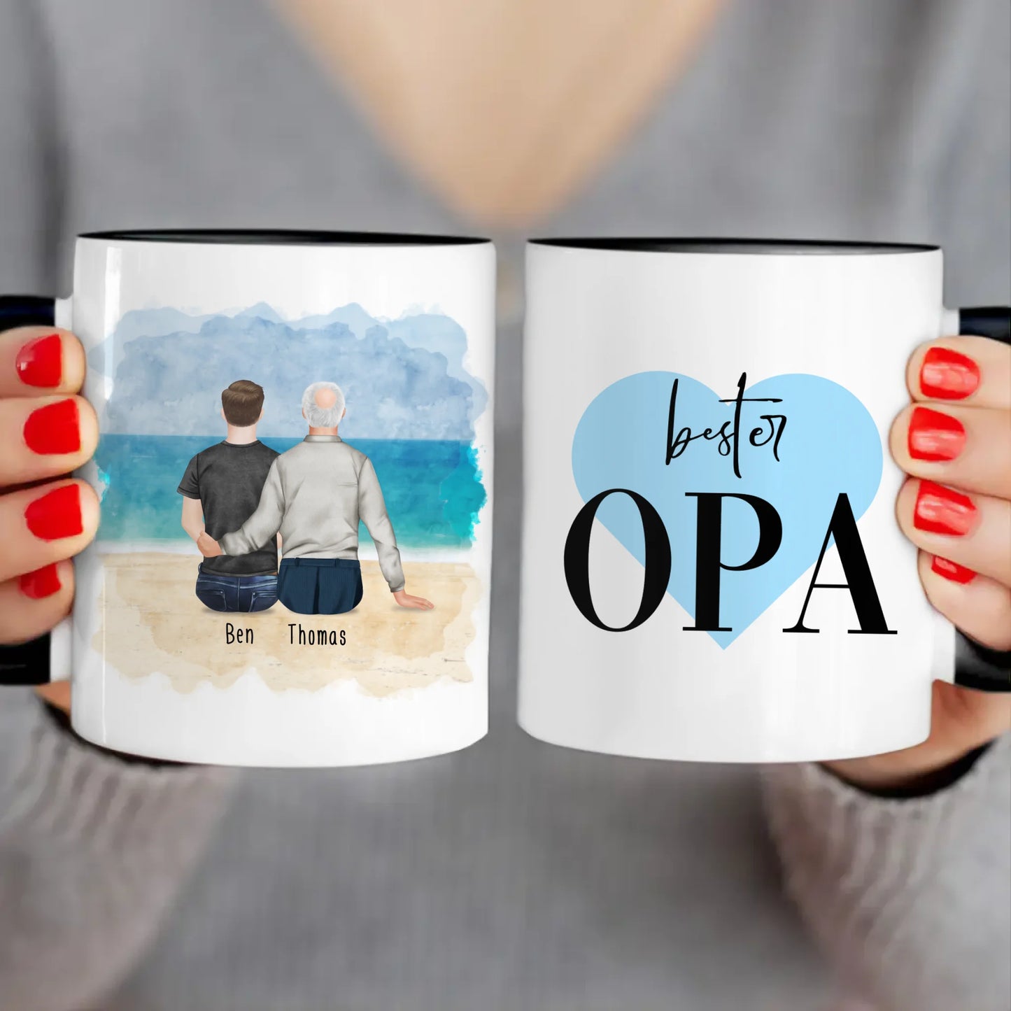 Personalisierte Tasse für Opa (1 Mann + 1 Opa)