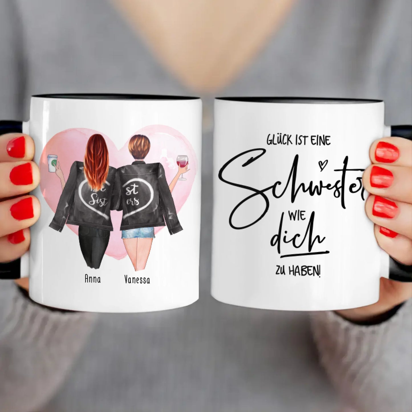 Personalisierte Beste Schwestern Tasse mit Jacke