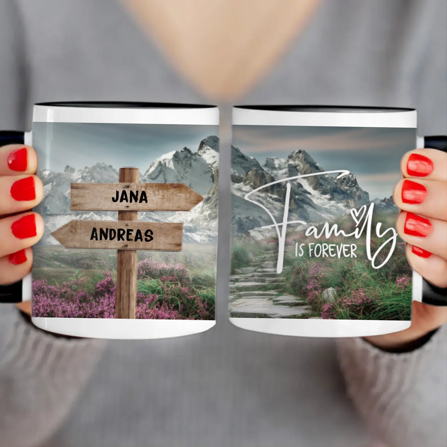 Personalisierte Wegweiser Tasse mit euren Namen