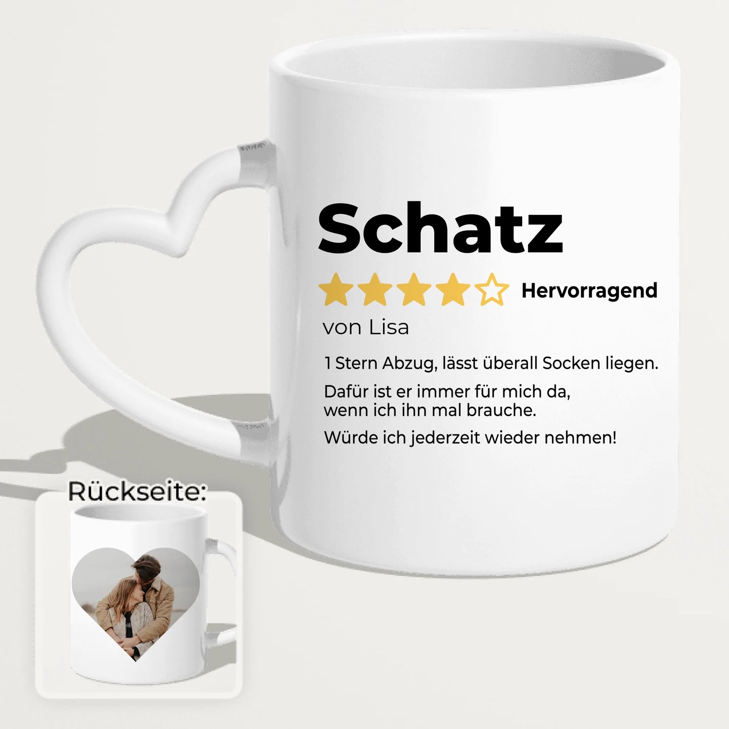 Personalisierte Tasse - Bewertung für Partner