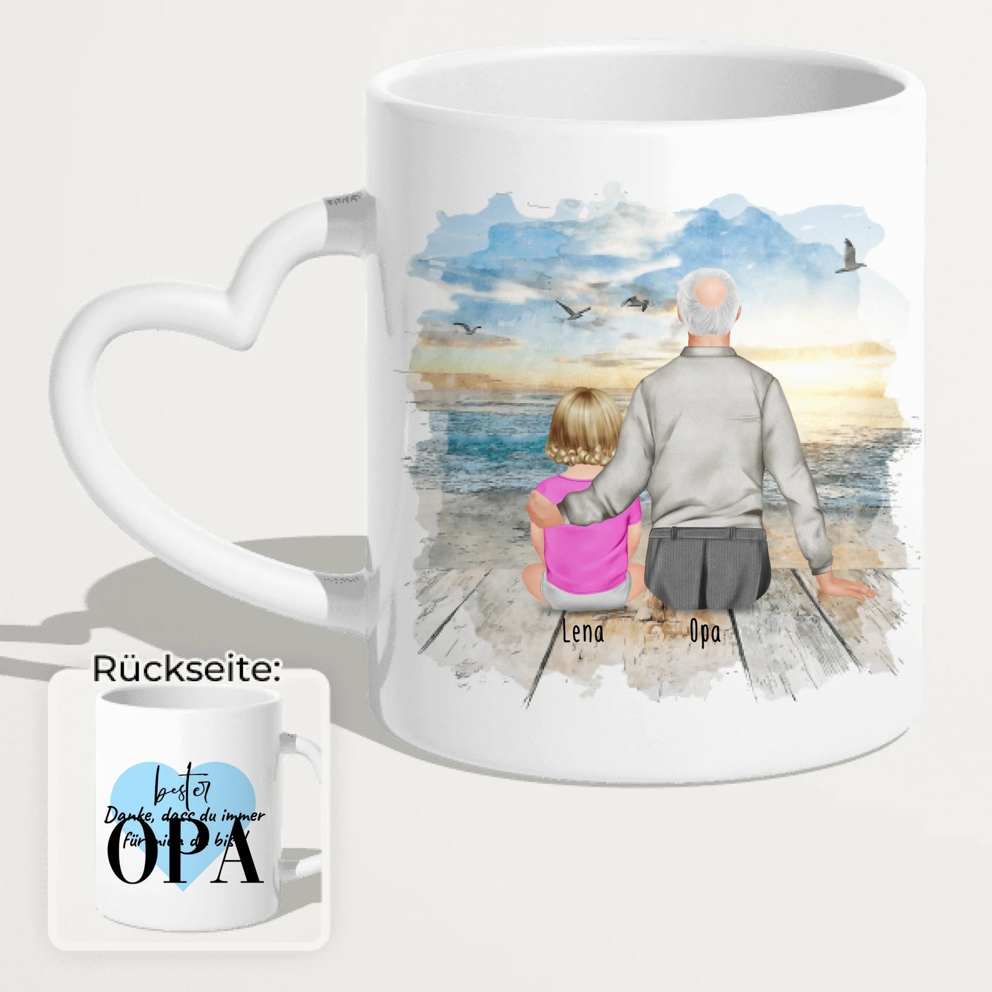 Personalisierte Tasse für Opa (1 Baby + 1 Opa)