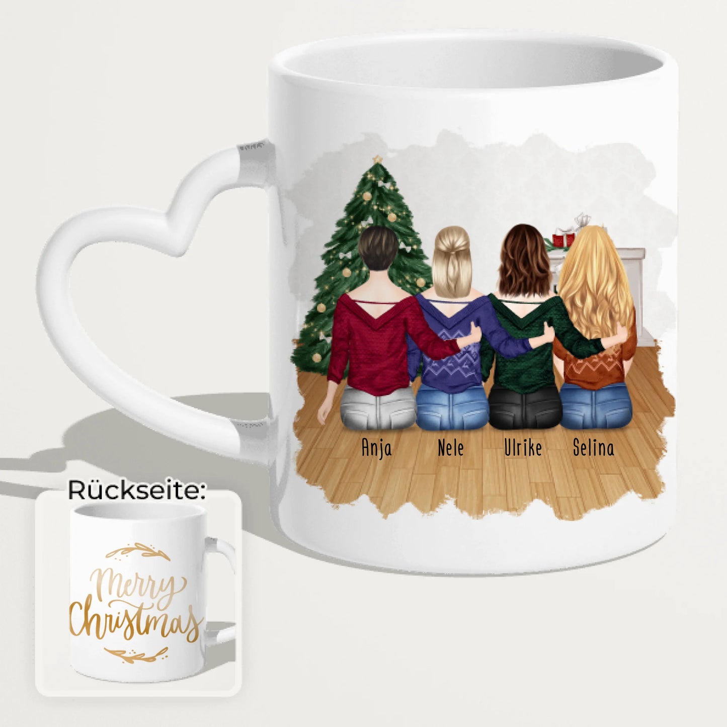 Personalisierte Tasse für Beste Schwestern (4 Schwestern) - Weihnachtstasse