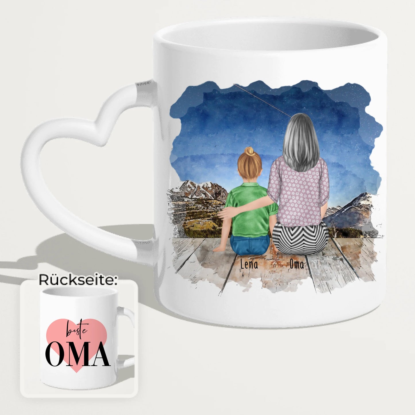 Personalisierte Tasse für Oma (1 Kind + 1 Oma)