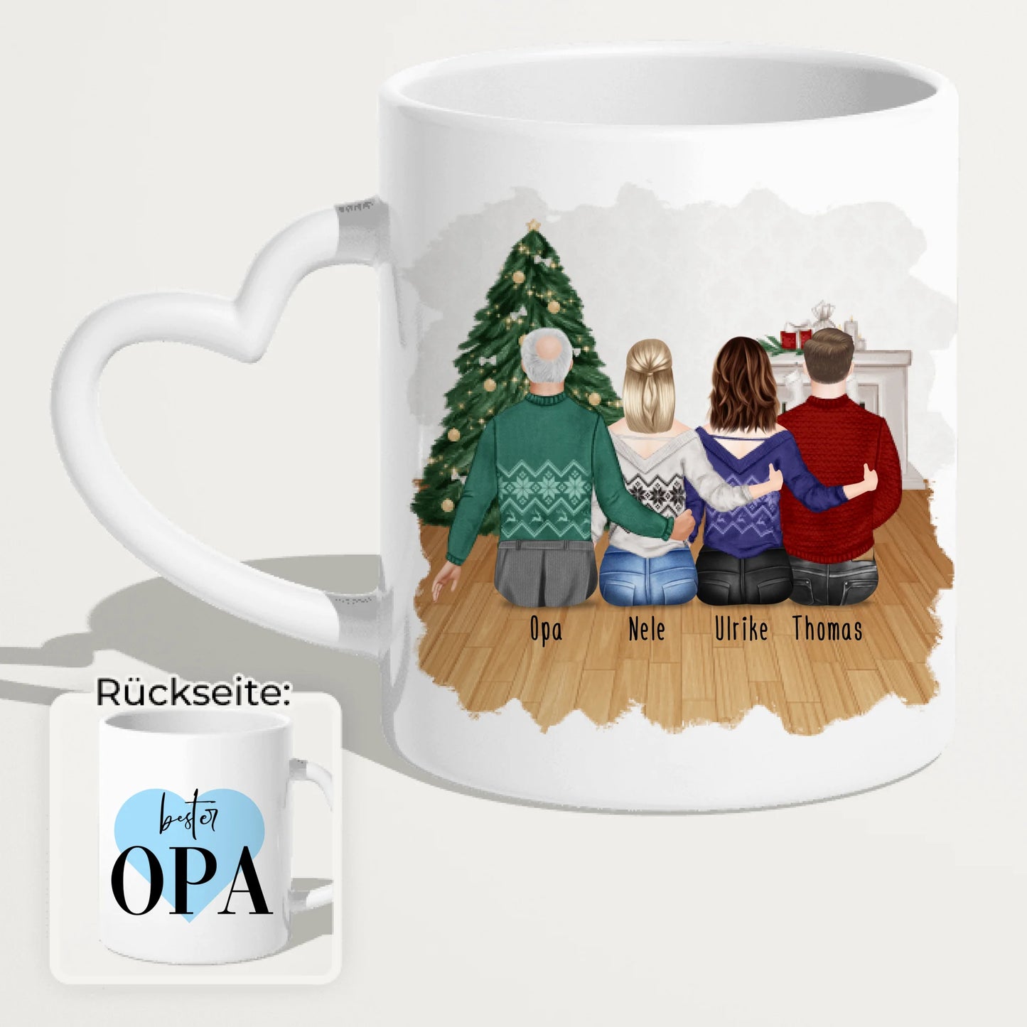 Personalisierte Tasse für Opa (2 Frauen + 1 Mann + 1 Opa) - Weihnachtstasse