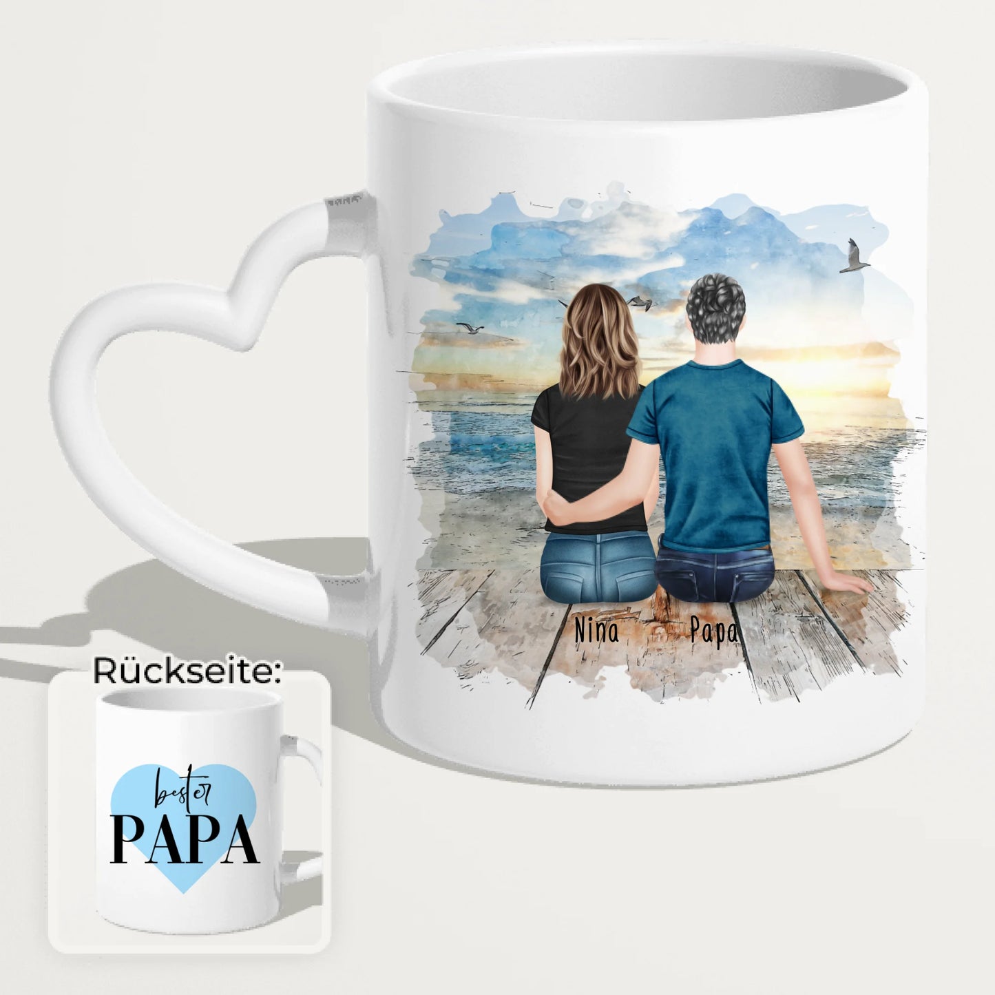 Personalisierte Tasse mit Vater/Tochter (1 Tochter)