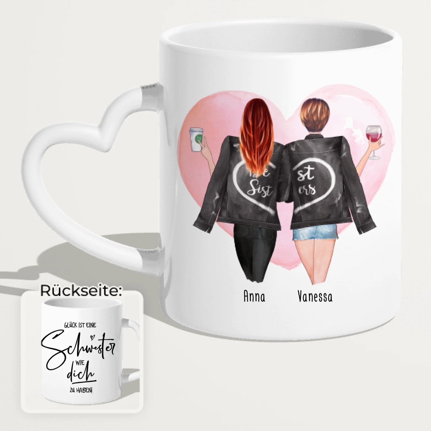 Personalisierte Beste Schwestern Tasse mit Jacke