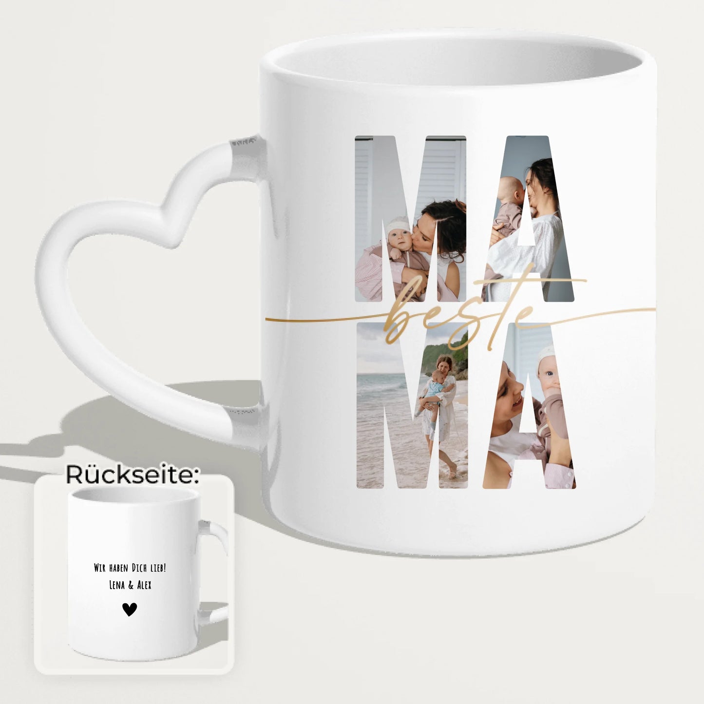 Personalisierte Tasse mit Mama Schriftzug und deinen Bildern