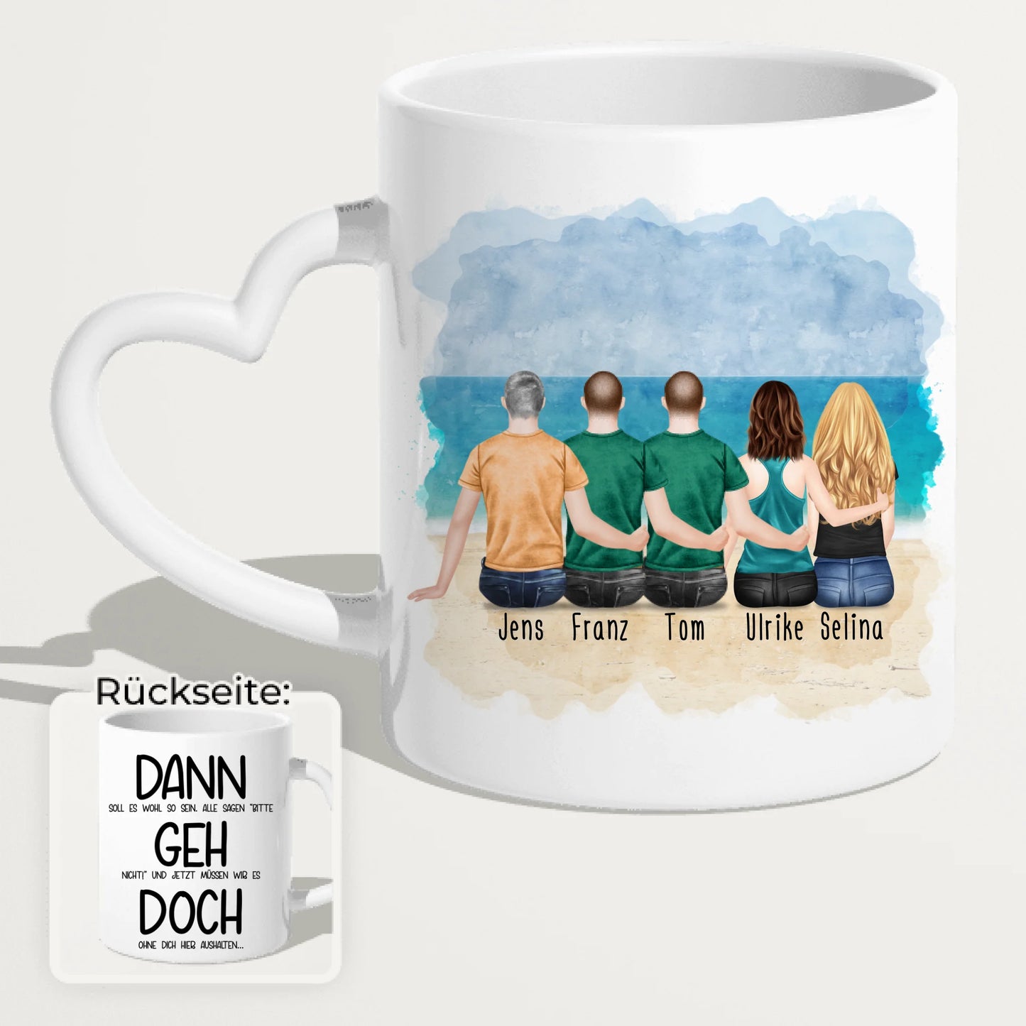 Personalisierte Tasse Kollegen (2 Frauen + 3 Männer) - Abschiedsgeschenk