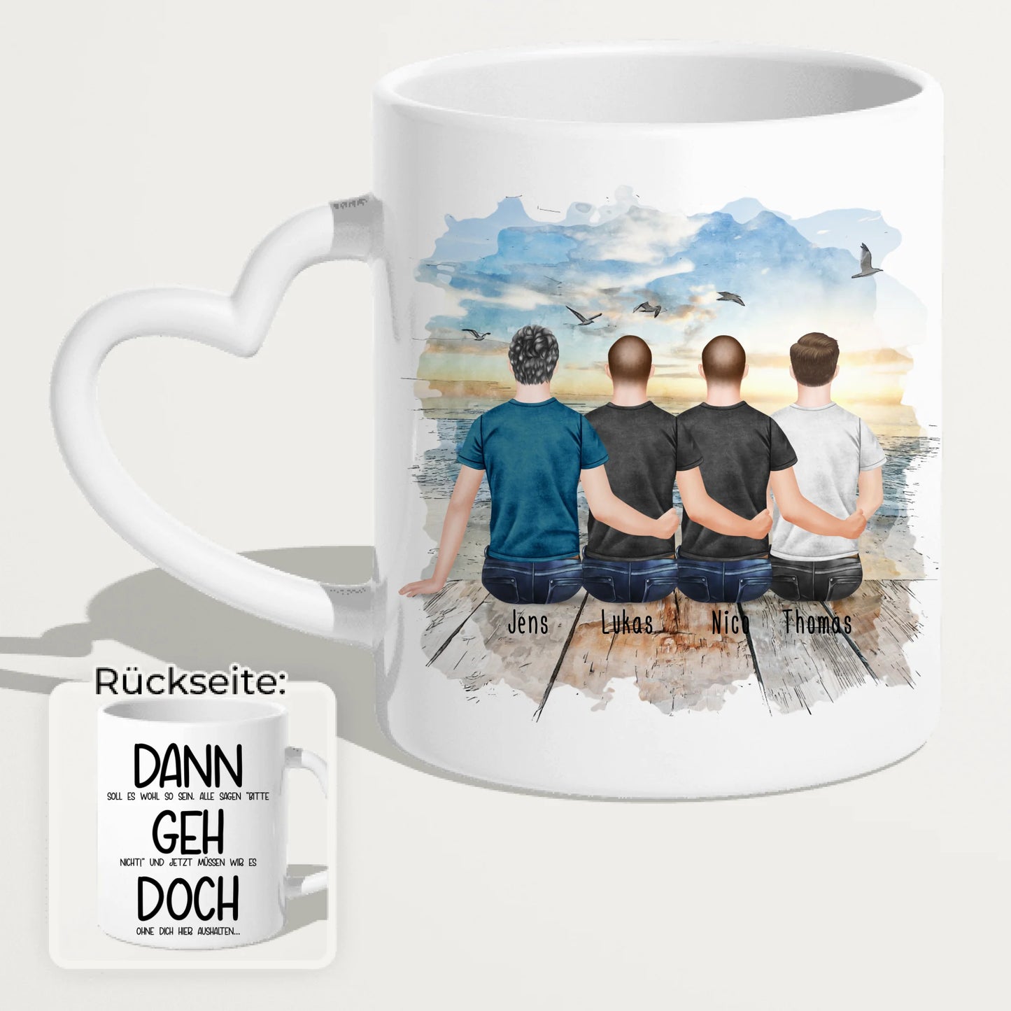 Personalisierte Tasse Kollegen (4 Männer) - Abschiedsgeschenk