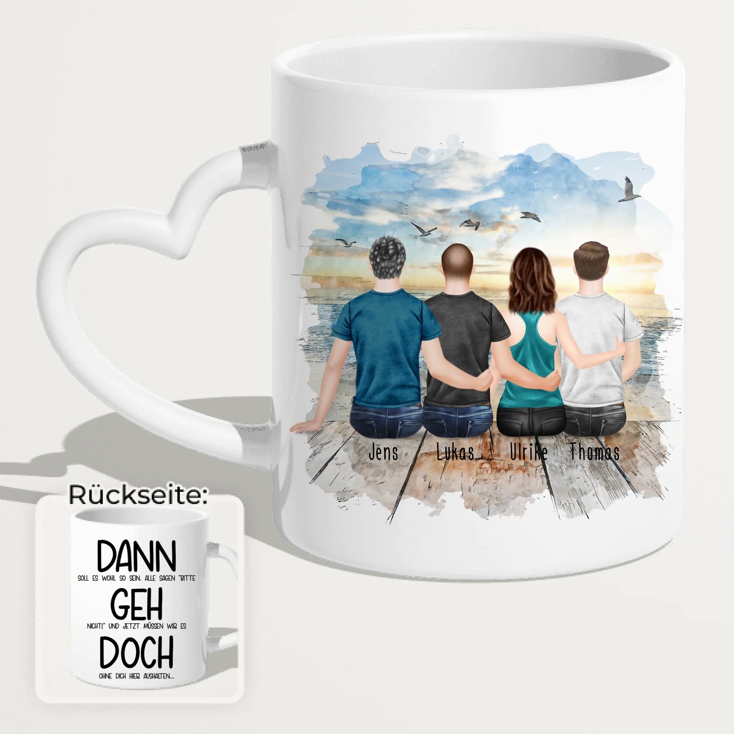 Personalisierte Tasse Kollegen (1 Frau + 3 Männer) - Abschiedsgeschenk