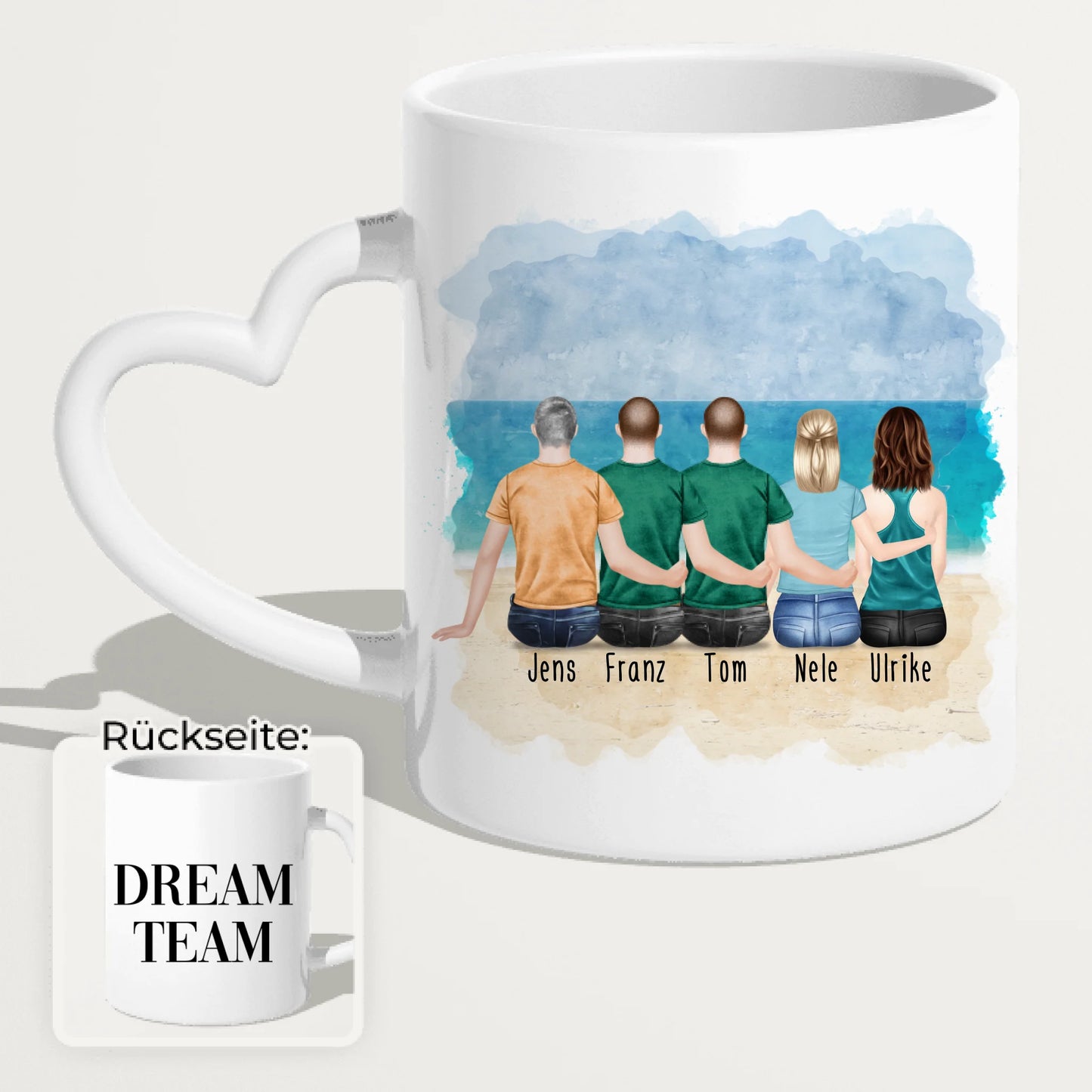 Personalisierte Tasse - 2 Frauen + 3 Männer