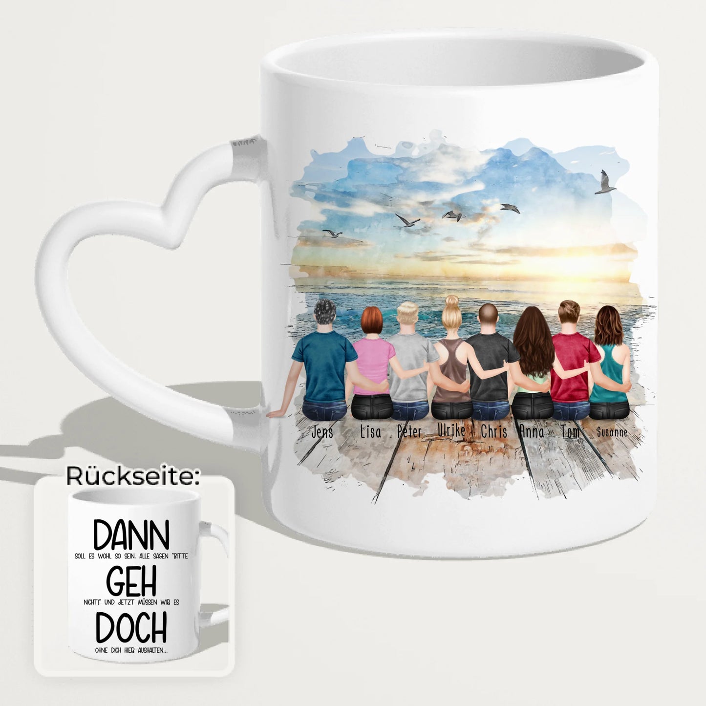 Personalisierte Tasse Kollegen (4 Frauen + 4 Männer) - Abschiedsgeschenk