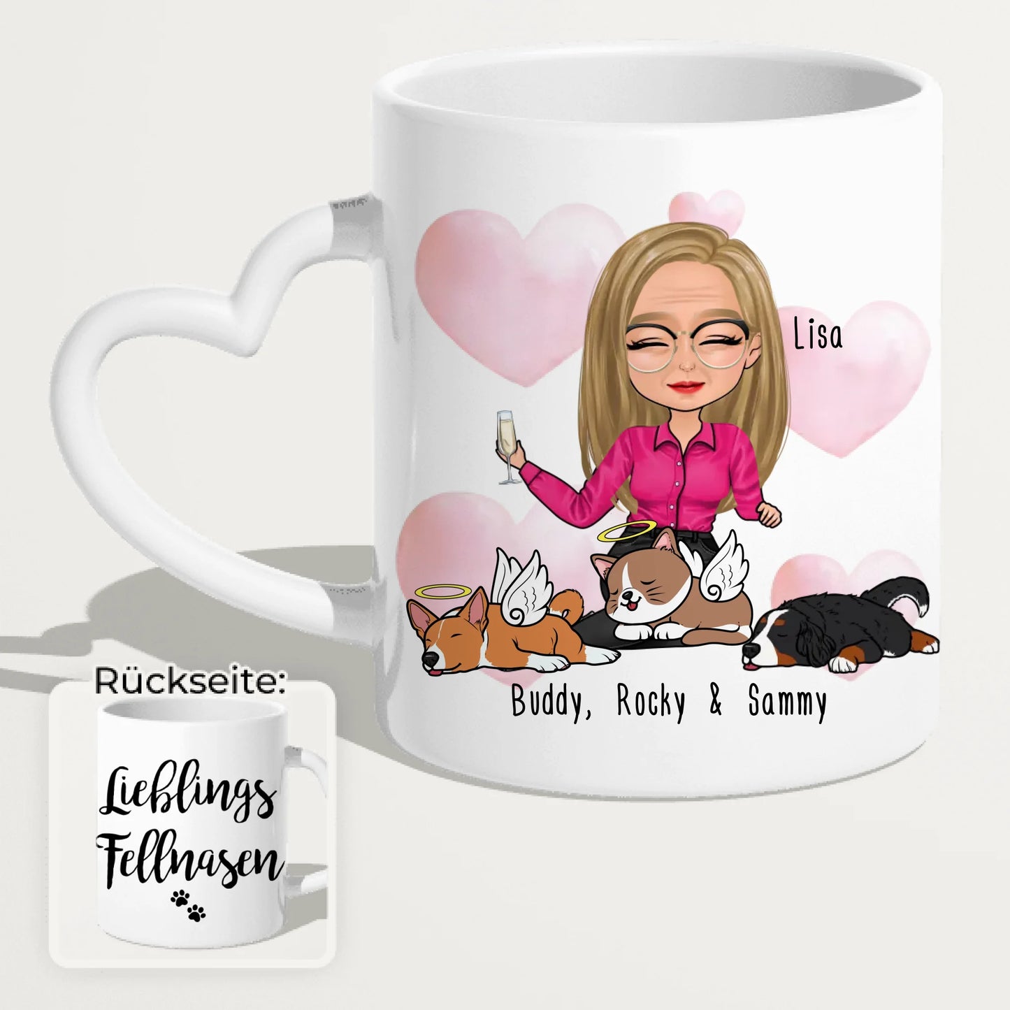 Personalisierte Tasse Hundemama/Katzenmama/Tiermama (1-8 Hunde/Katzen)