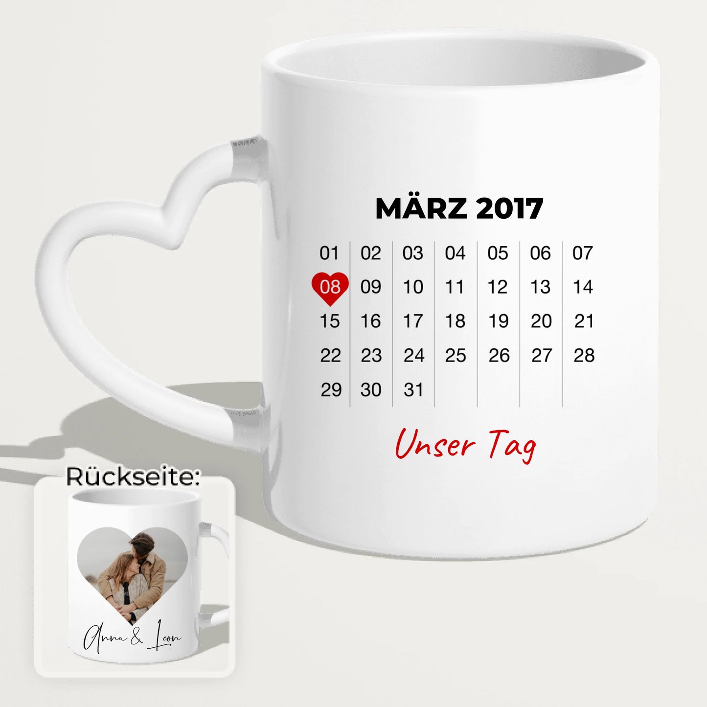 Personalisierte Tasse mit Jahrestag und Bild - Jahrestag Geschenk für Paare