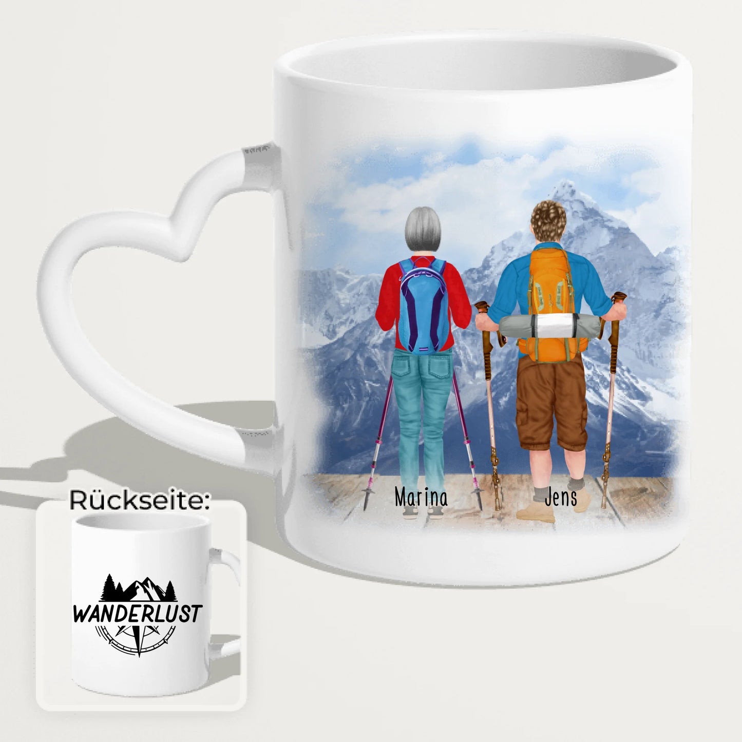 Personalisierte Tasse mit 2 Wanderern