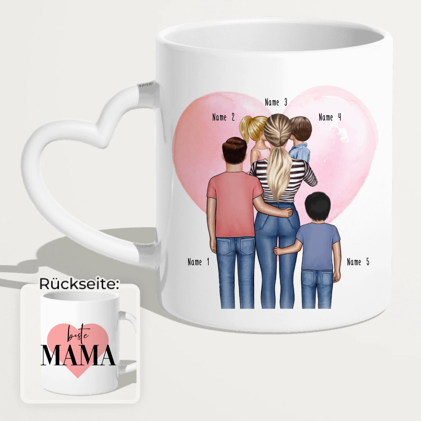 Personalisierte Tasse - Mama mit 1-4 Kindern