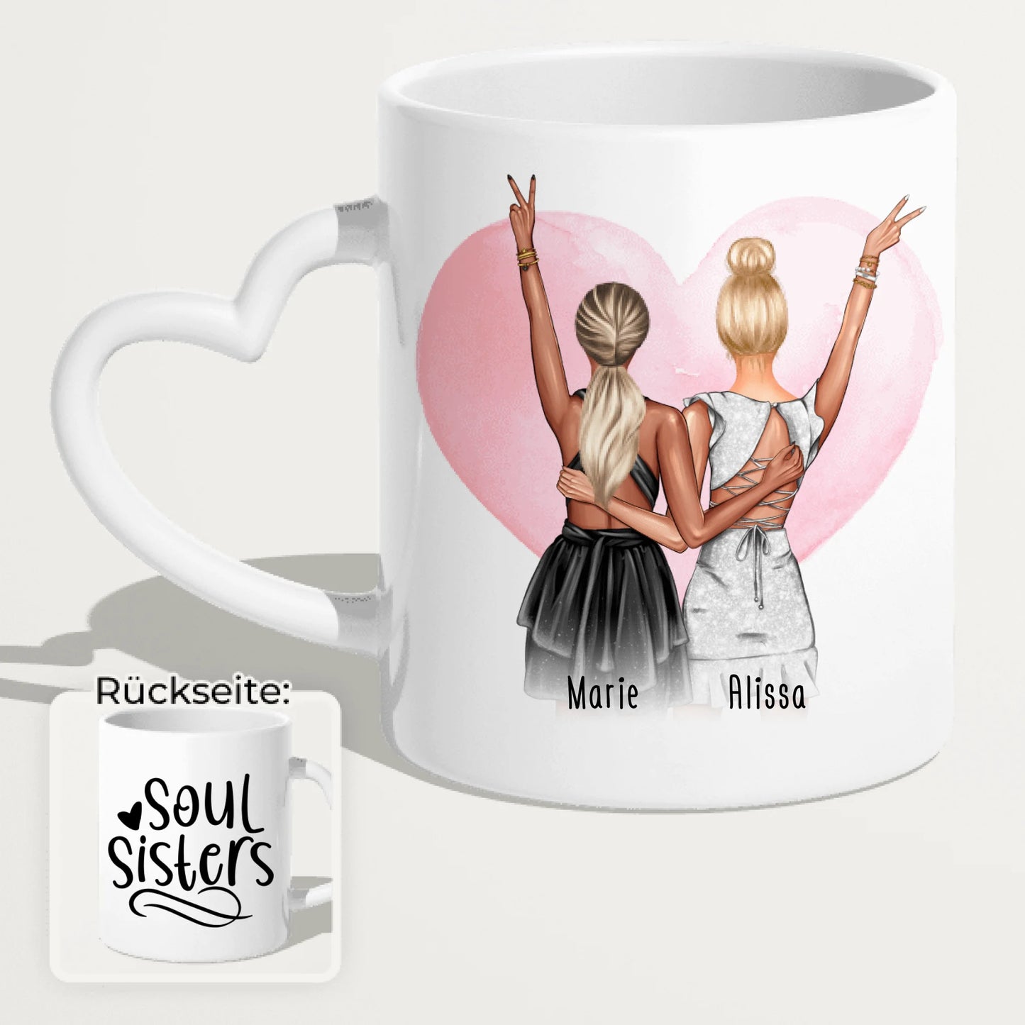 Personalisierte Tasse - Beste Schwestern mit Kleid (2 Schwestern) - Schwestern Tasse