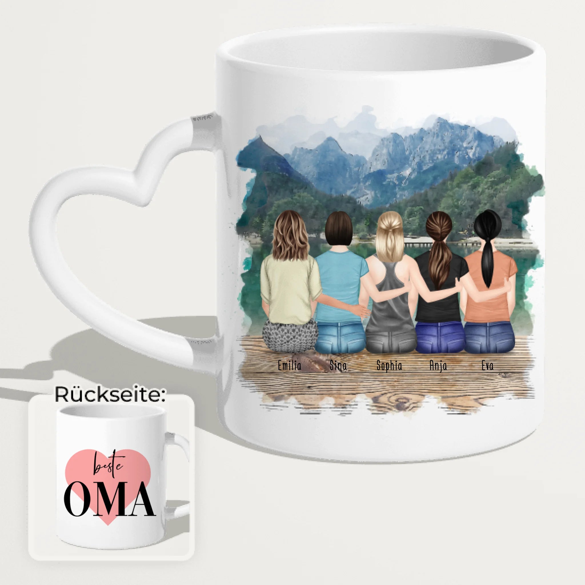 Personalisierte Tasse für Oma (4 Frauen + 1 Oma)