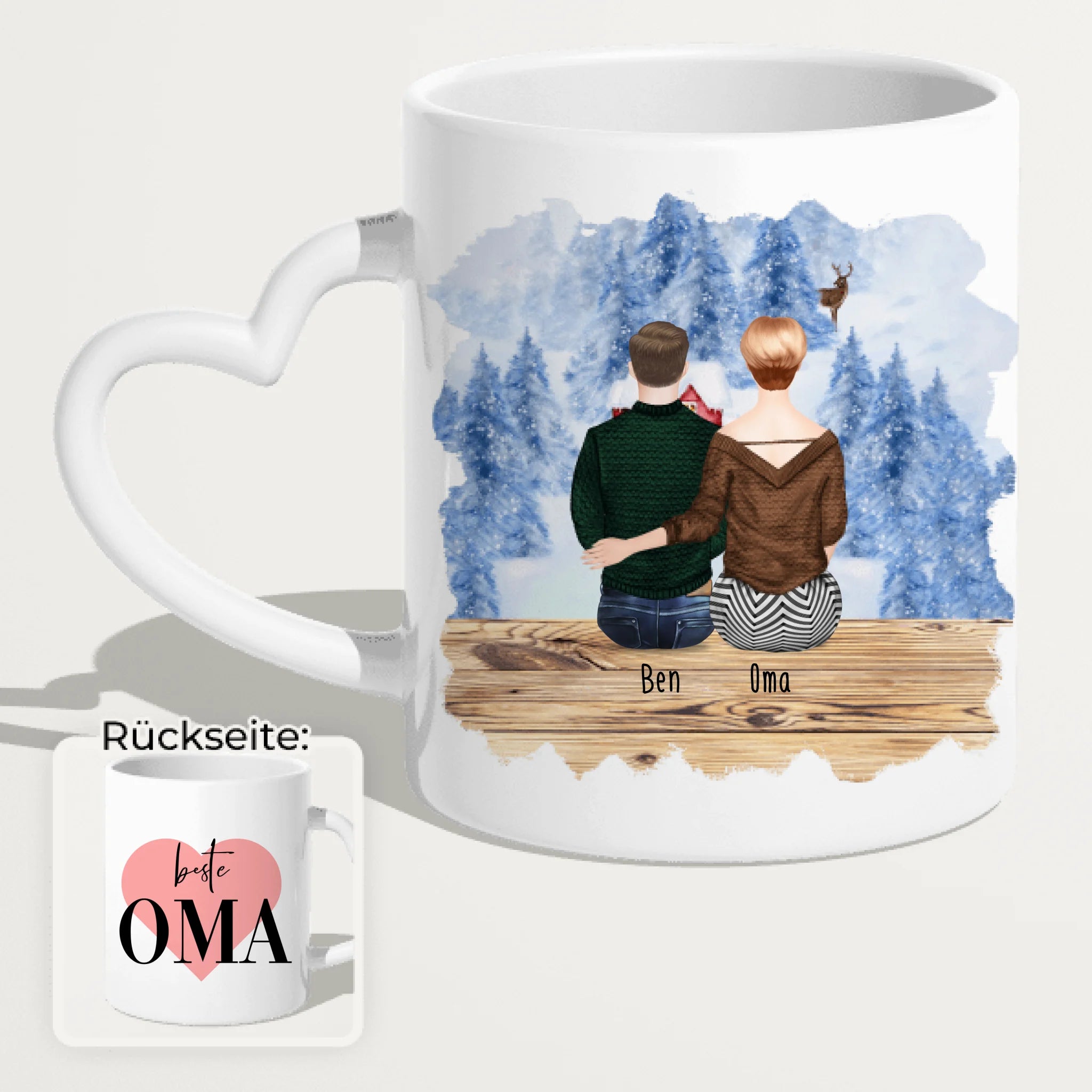 Personalisierte Tasse für Oma (1 Mann + 1 Oma) - Weihnachtstasse