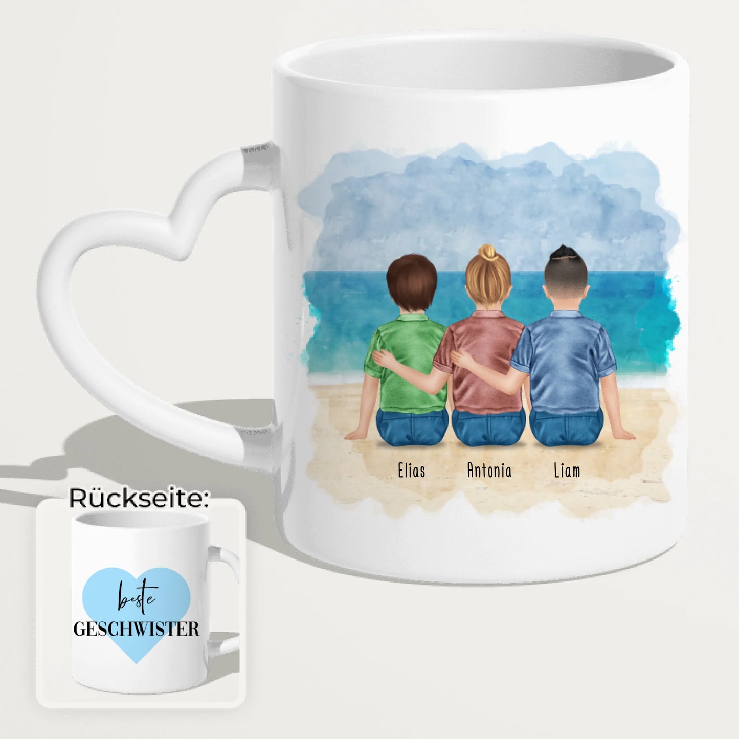 Personalisierte Tasse - Beste Geschwister (3 Kinder)