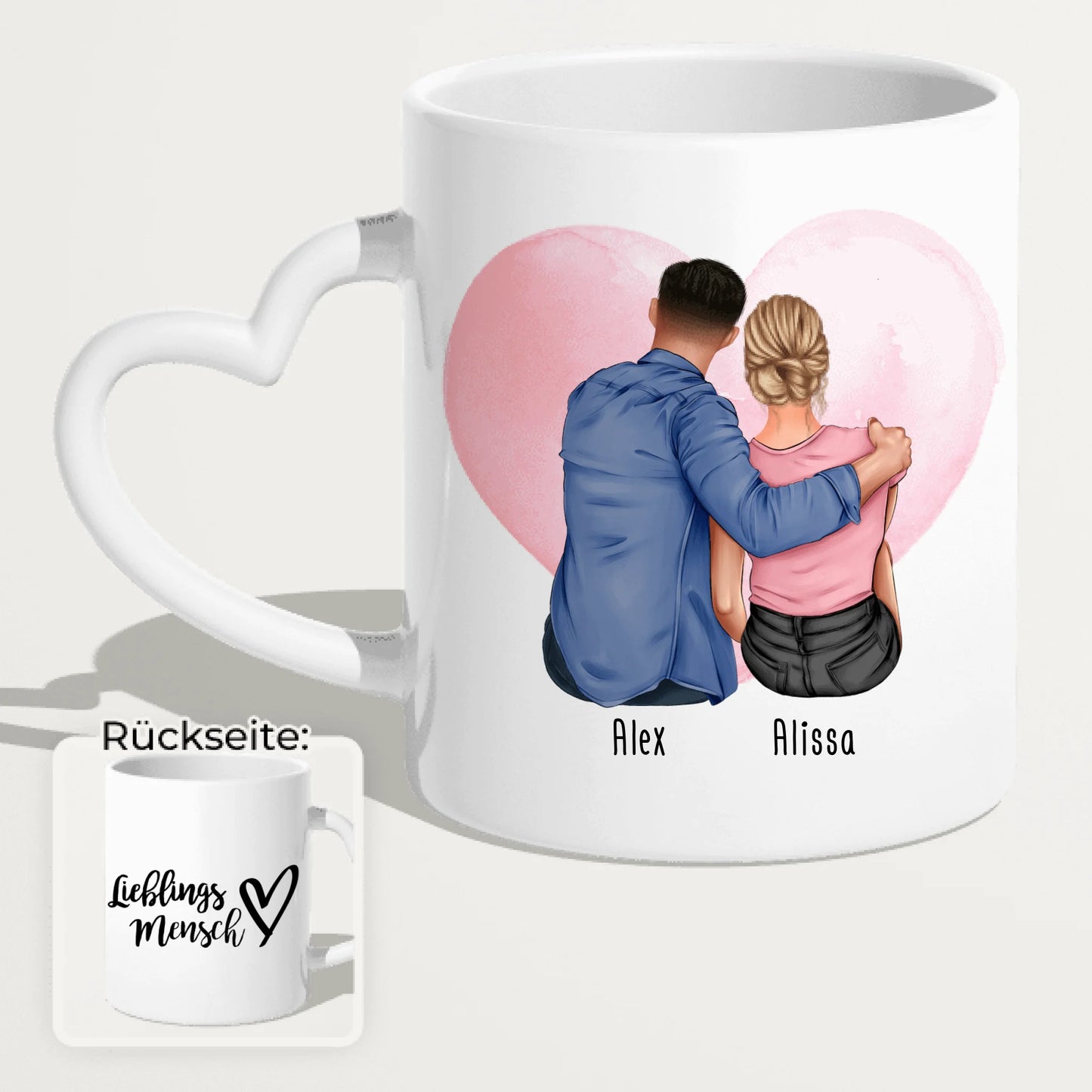 Personalisierte Tasse mit Paar (sitzend)