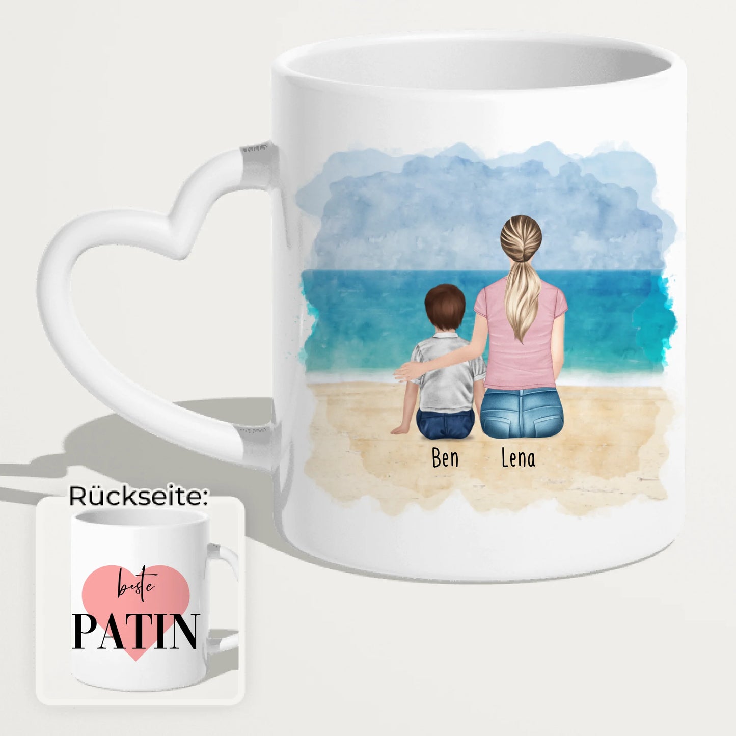 Personalisierte Tasse - Beste Patin (1 Kind/Baby + 1 Frau)