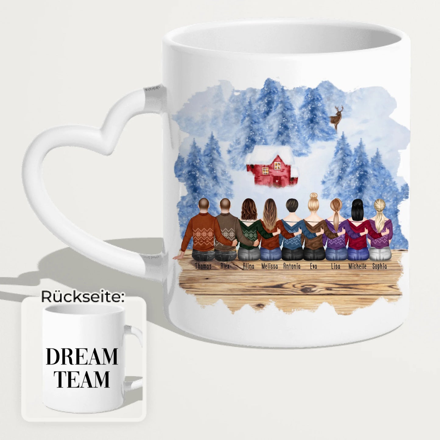 Personalisierte Tasse - Beste Freunde (7 Frauen + 2 Männer) - Weihnachtstasse