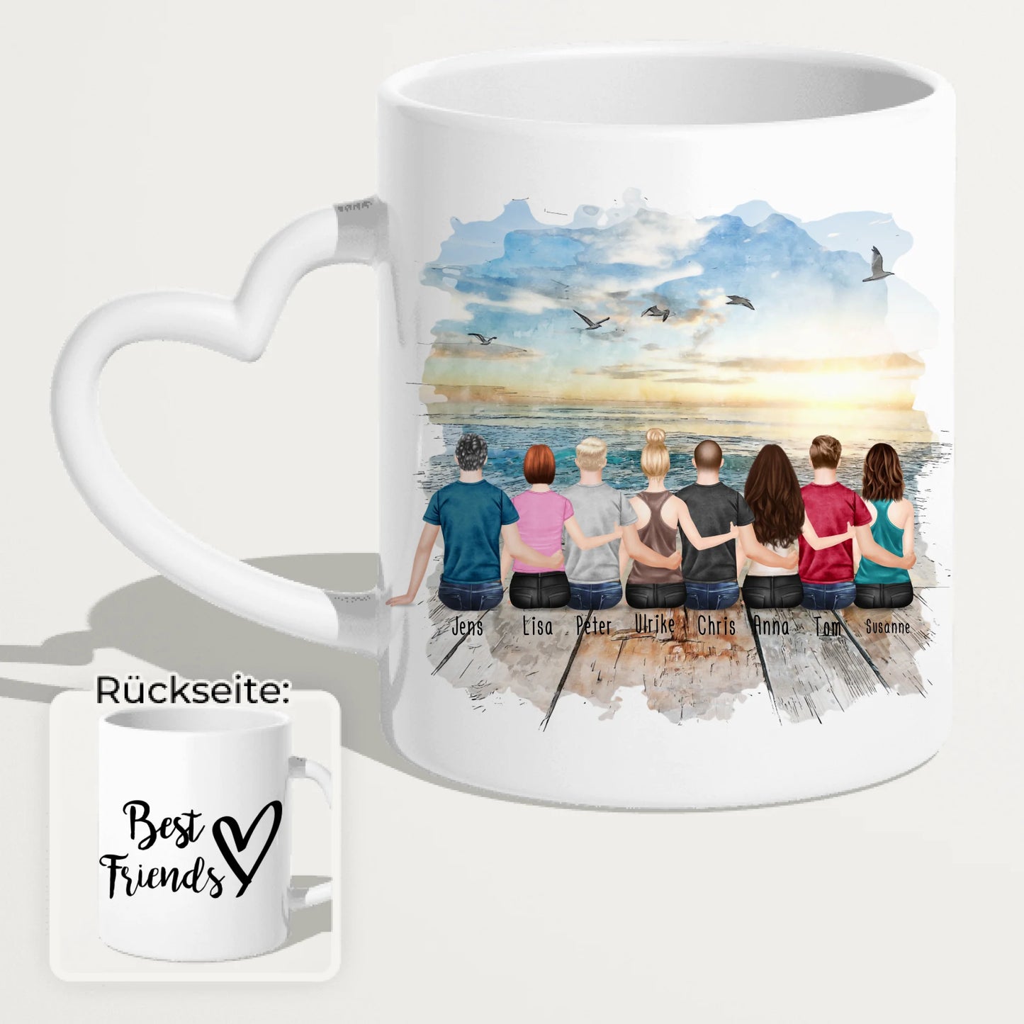 Personalisierte Tasse - 4 Frauen + 4 Männer (paarweise)