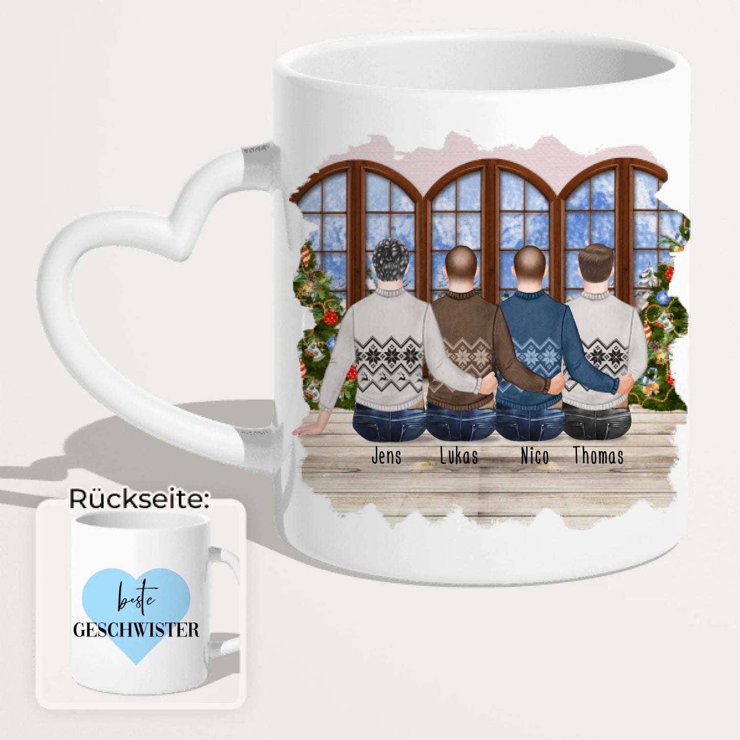 Personalisierte Tasse mit Bruder (4 Brüder) - Weihnachtstasse