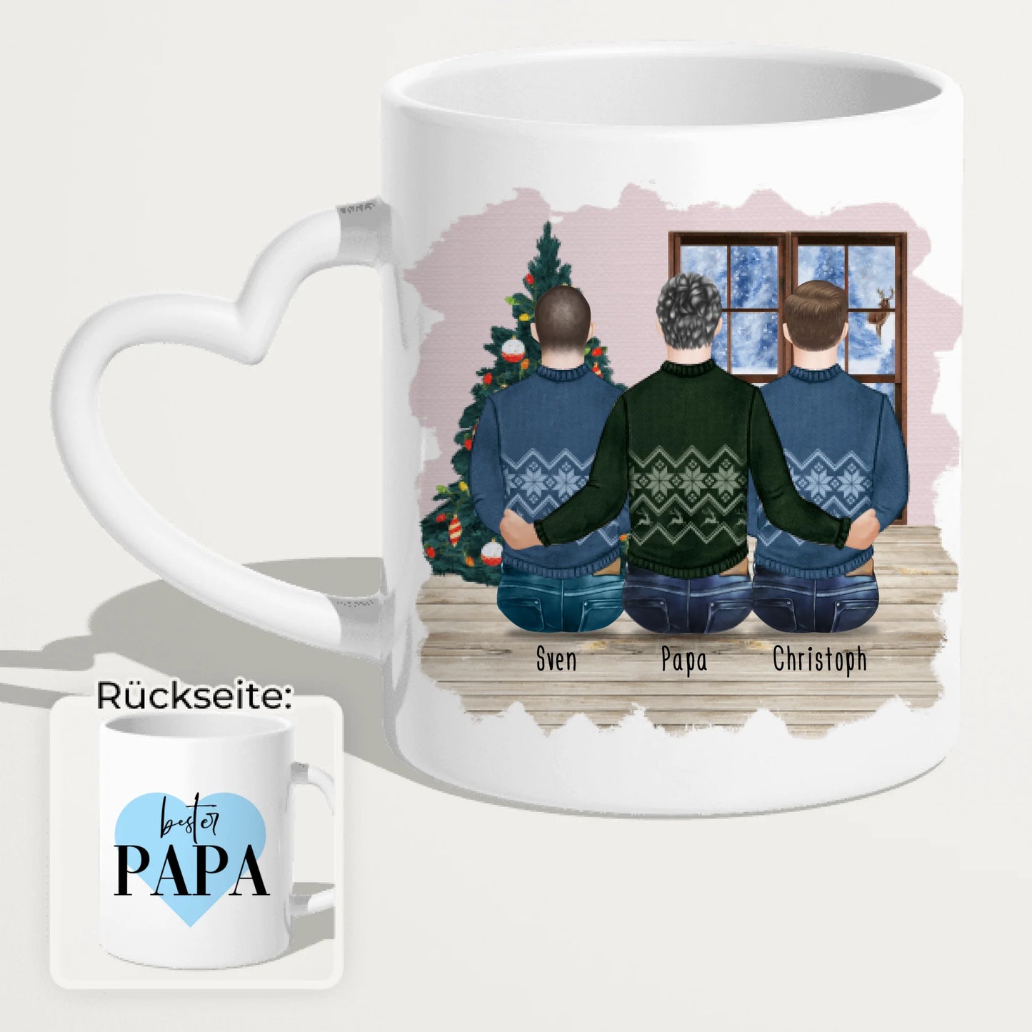 Personalisierte Tasse mit Vater/Sohn (2 Söhne) - Weihnachtstasse