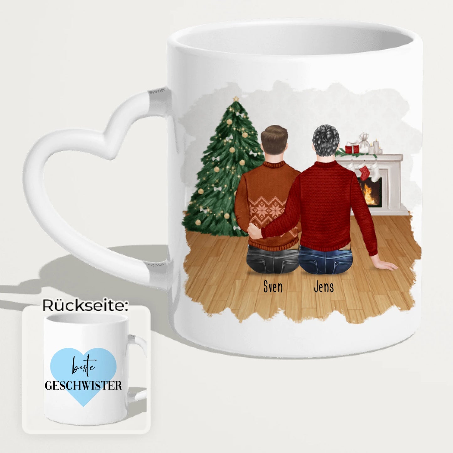 Personalisierte Tasse mit Bruder (2 Brüder) - Weihnachtstasse