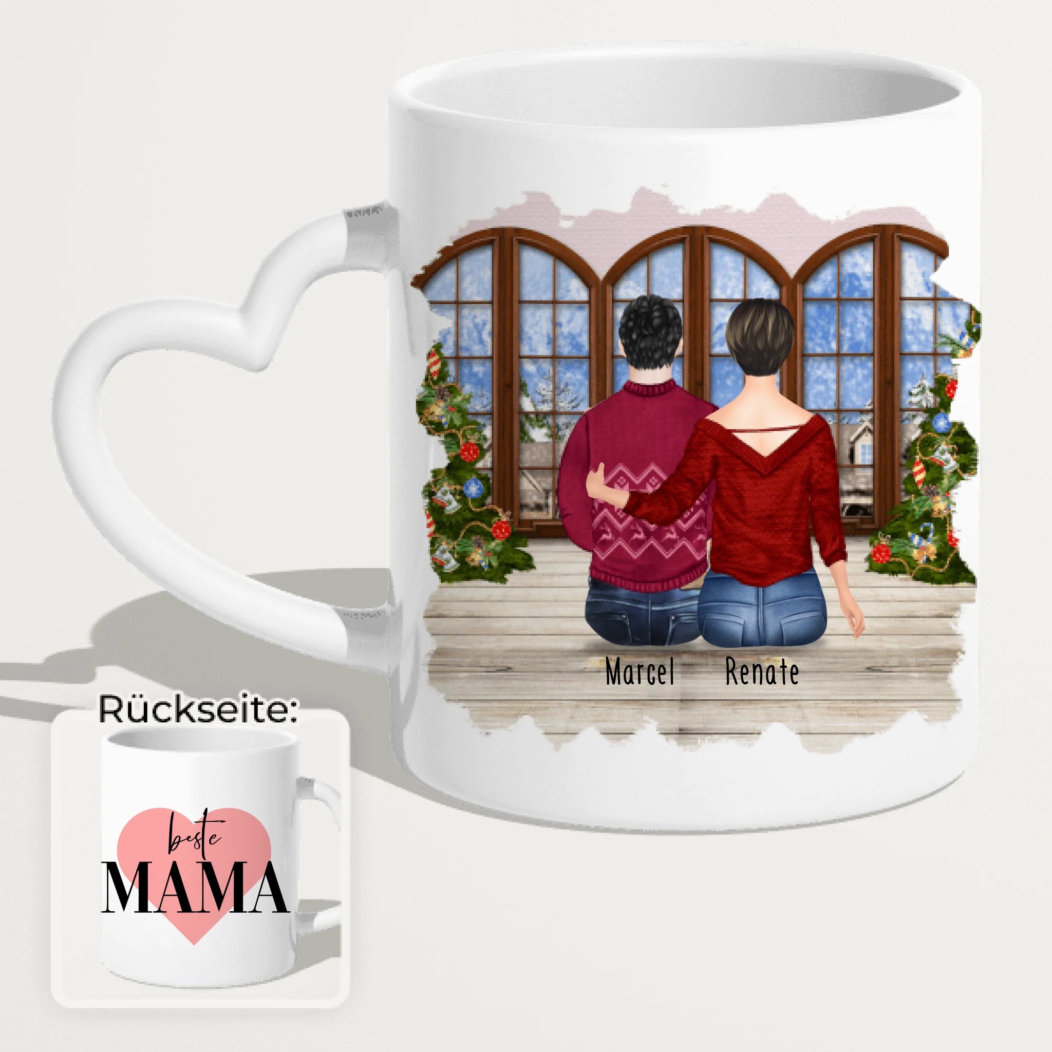 Personalisierte Tasse mit Mutter/Sohn (1 Sohn) - Weihnachtstasse