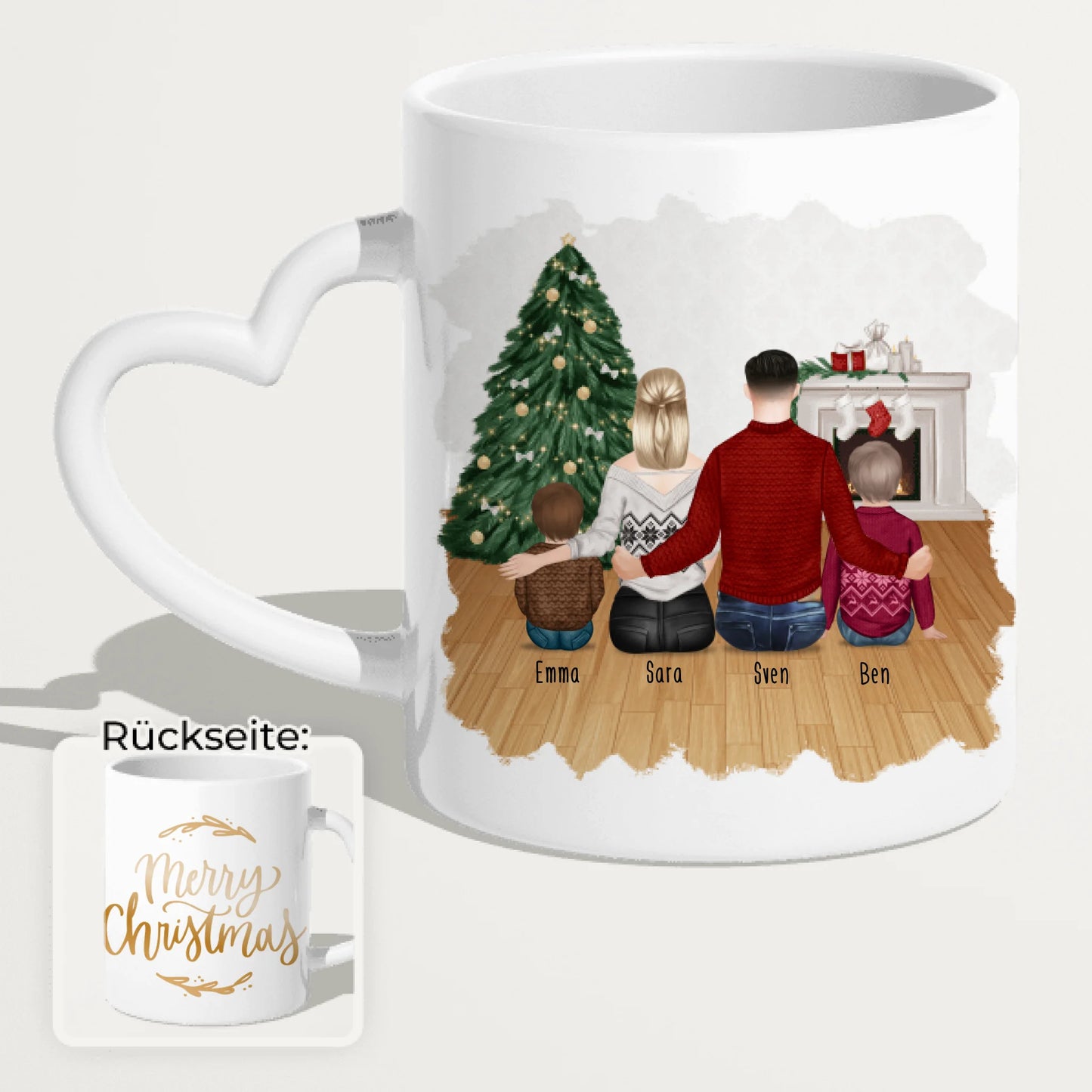 Personalisierte Tasse mit Familie (2 Kinder/Babys) - Weihnachtstasse