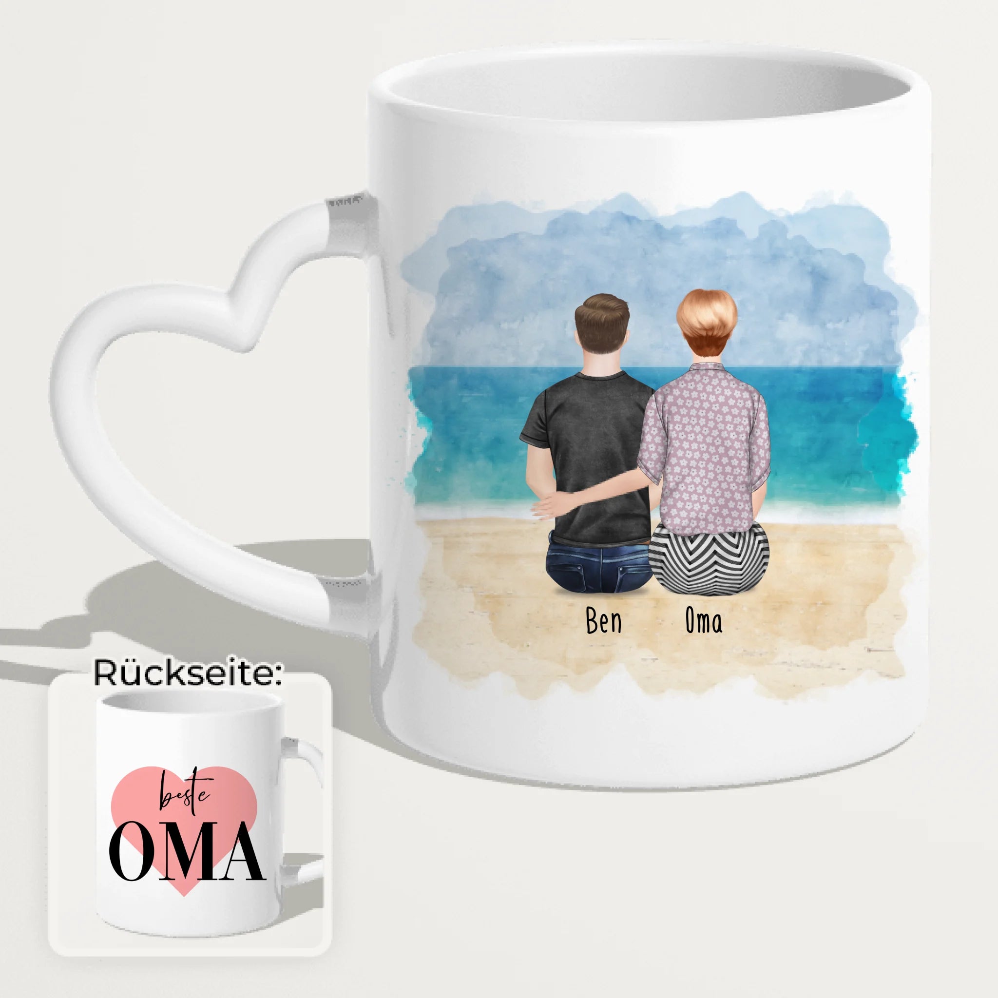 Personalisierte Tasse für Oma (1 Mann + 1 Oma)