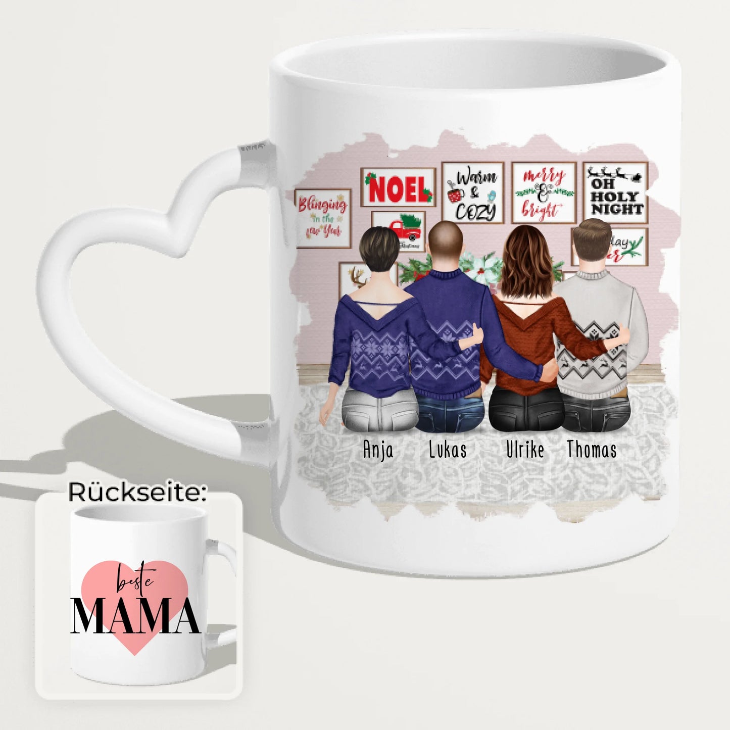 Personalisierte Tasse mit Mutter/Tochter/Sohn (1 Tochter + 2 Söhne) - Weihnachtstasse