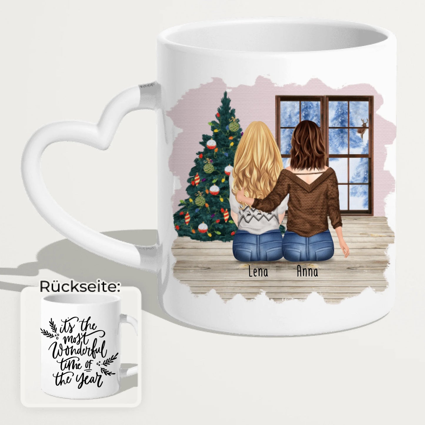 Personalisierte Tasse für Schwestern (2 Schwestern) - Weihnachtstasse