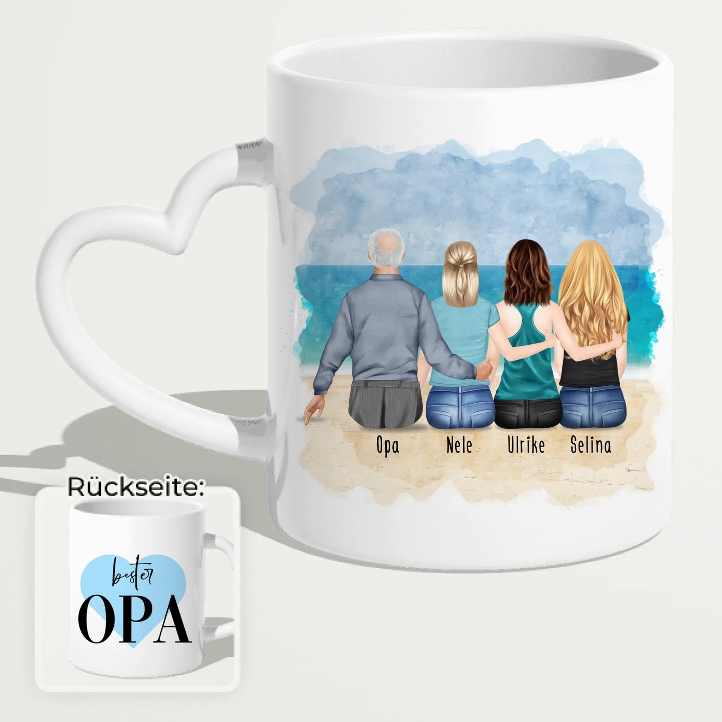 Personalisierte Tasse für Opa (3 Frauen + 1 Opa)