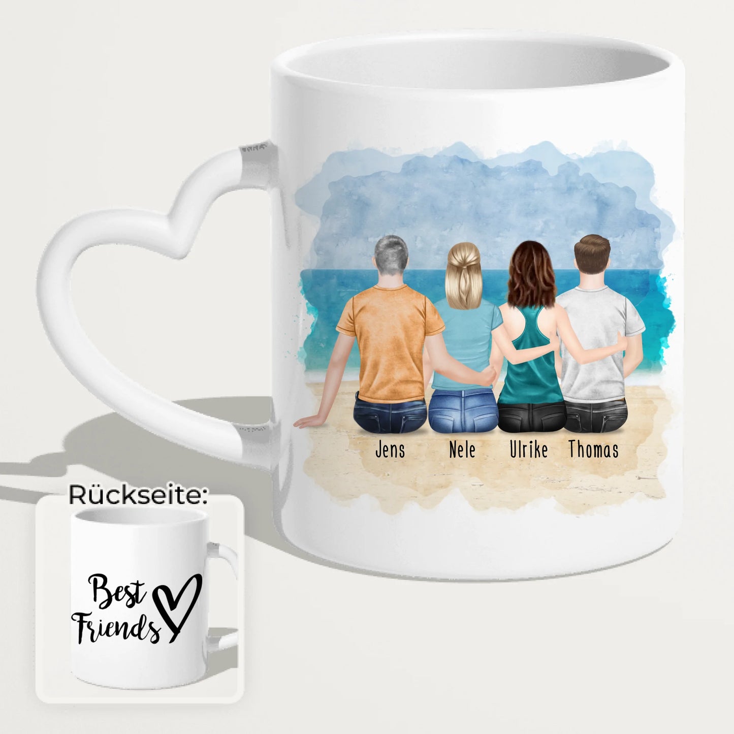 Personalisierte Tasse - Beste Freunde (2 Frauen + 2 Männer)