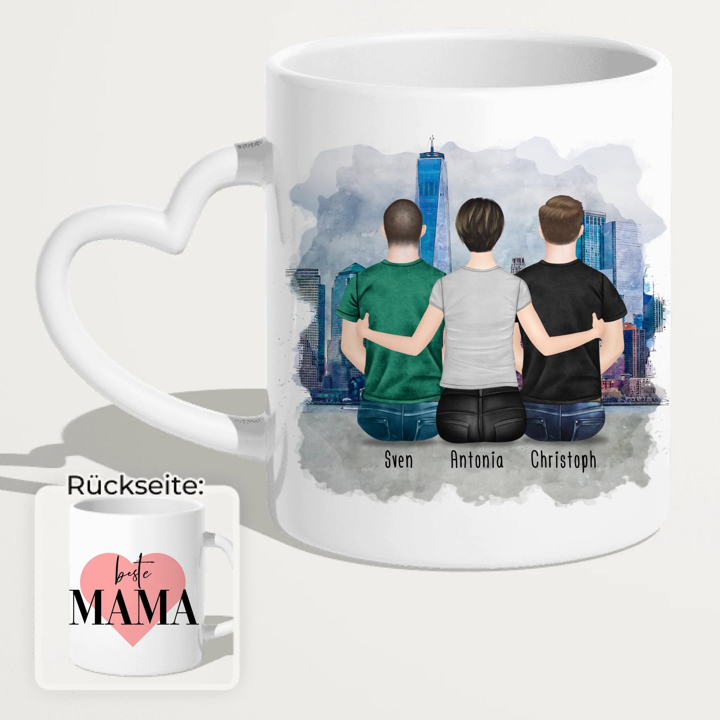 Personalisierte Tasse mit Mutter/Sohn (2 Söhne)