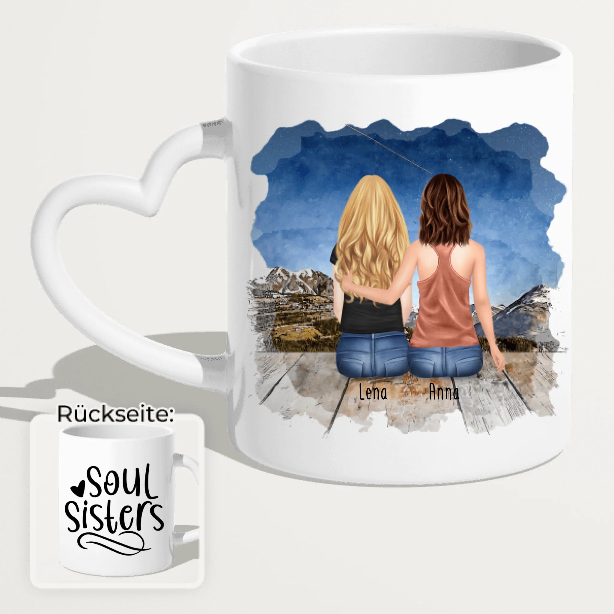 Personalisierte Tasse für Beste Freundinnen (2 Freundinnen)