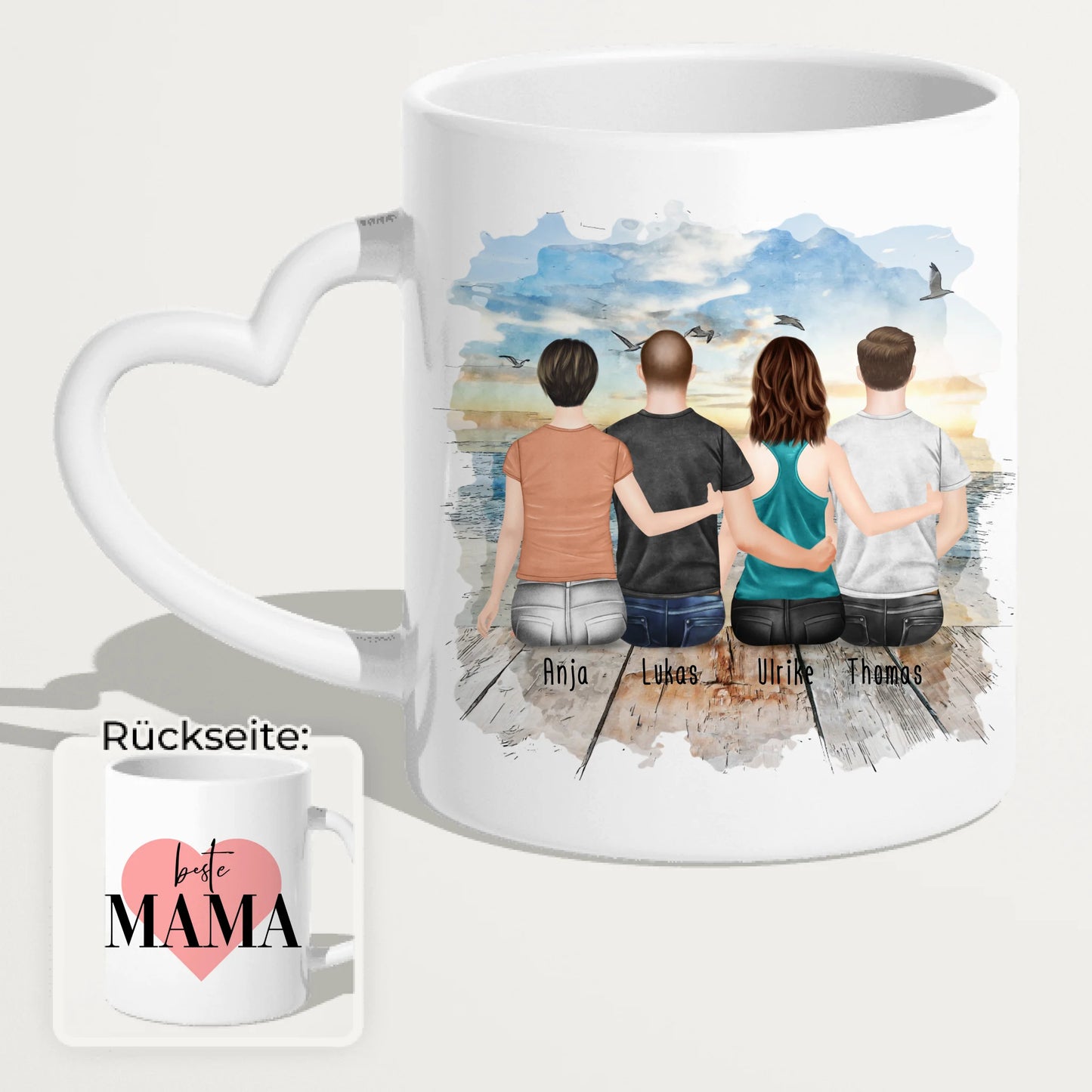 Personalisierte Tasse mit Mutter/Tochter/Sohn (1 Tochter + 2 Söhne)