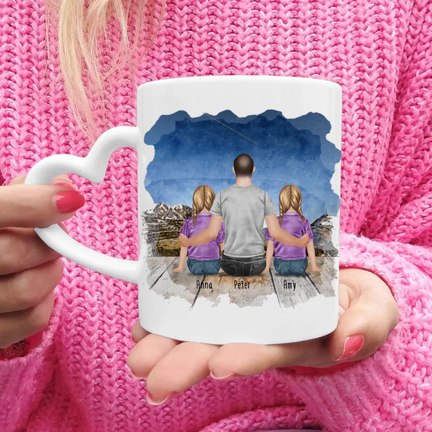 Personalisierte Tasse - Bester Pate (2 Kinder + 1 Mann)