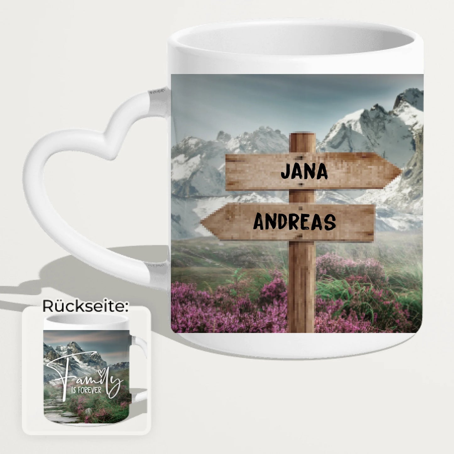 Personalisierte Wegweiser Tasse mit euren Namen