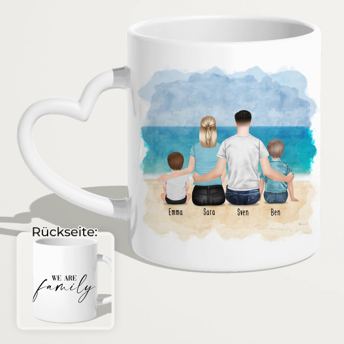 Personalisierte Tasse mit Familie (2 Kinder/Babys)