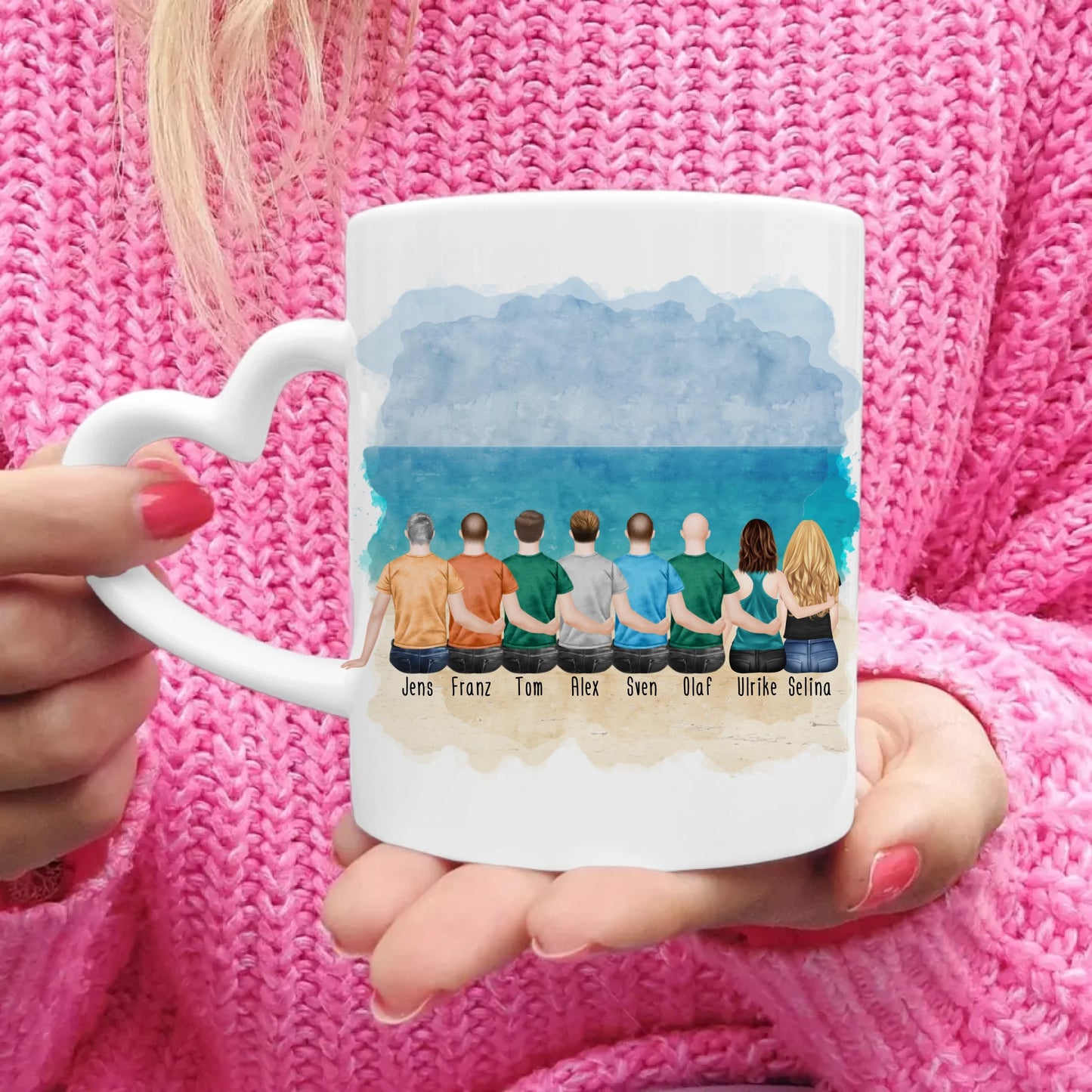 Personalisierte Tasse Kollegen (2 Frauen + 6 Männer) - Abschiedsgeschenk