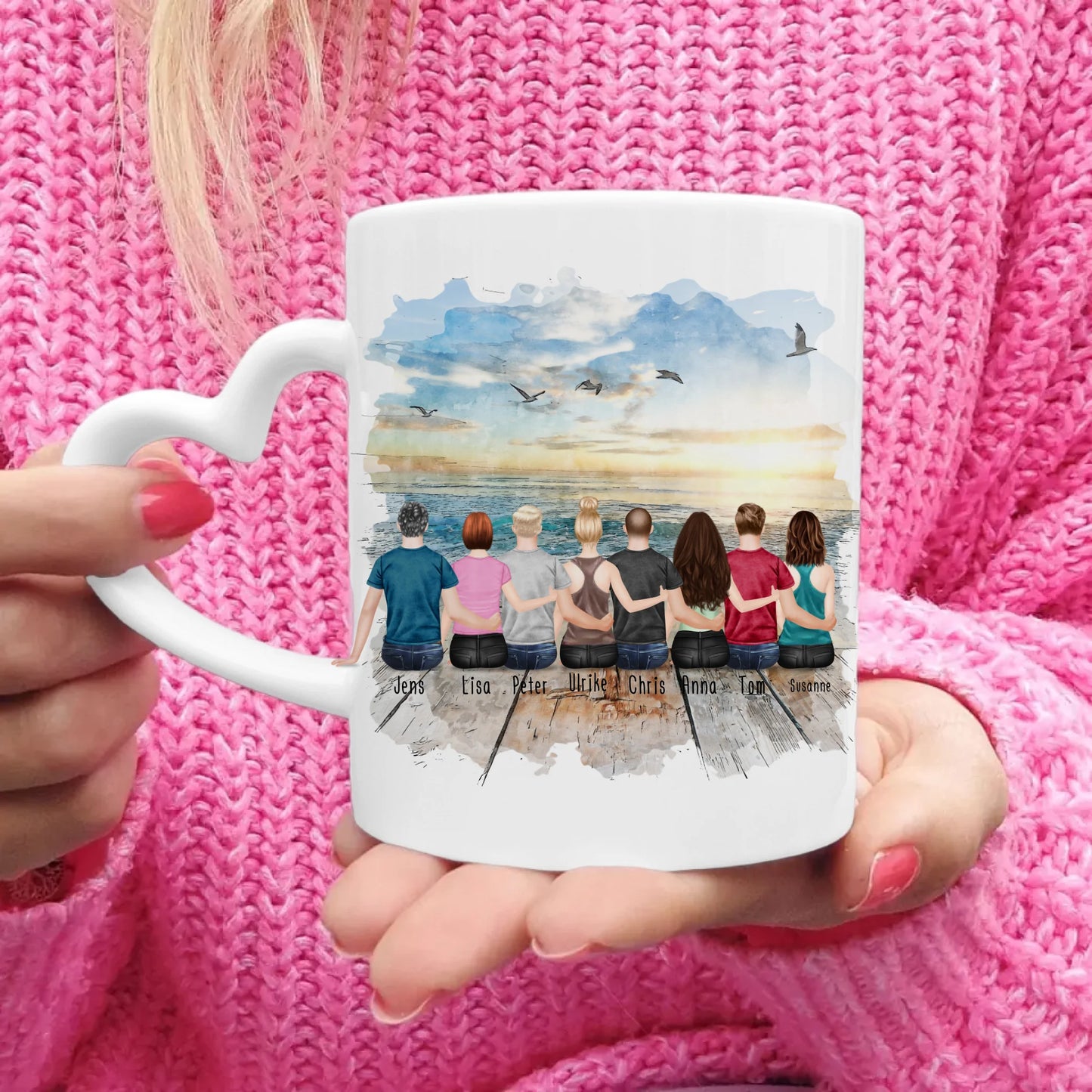 Personalisierte Tasse Kollegen (4 Frauen + 4 Männer) - Abschiedsgeschenk