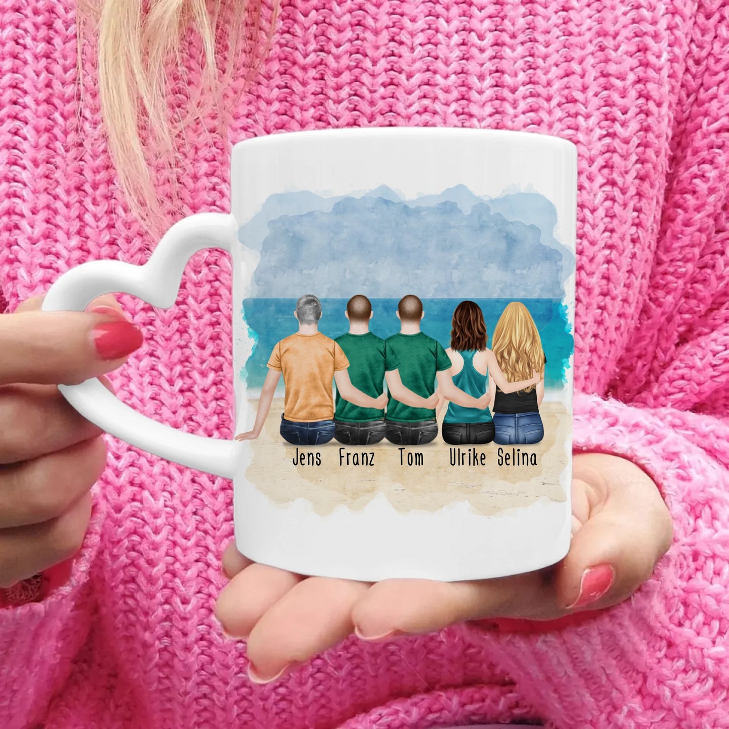 Personalisierte Tasse Kollegen (2 Frauen + 3 Männer) - Abschiedsgeschenk